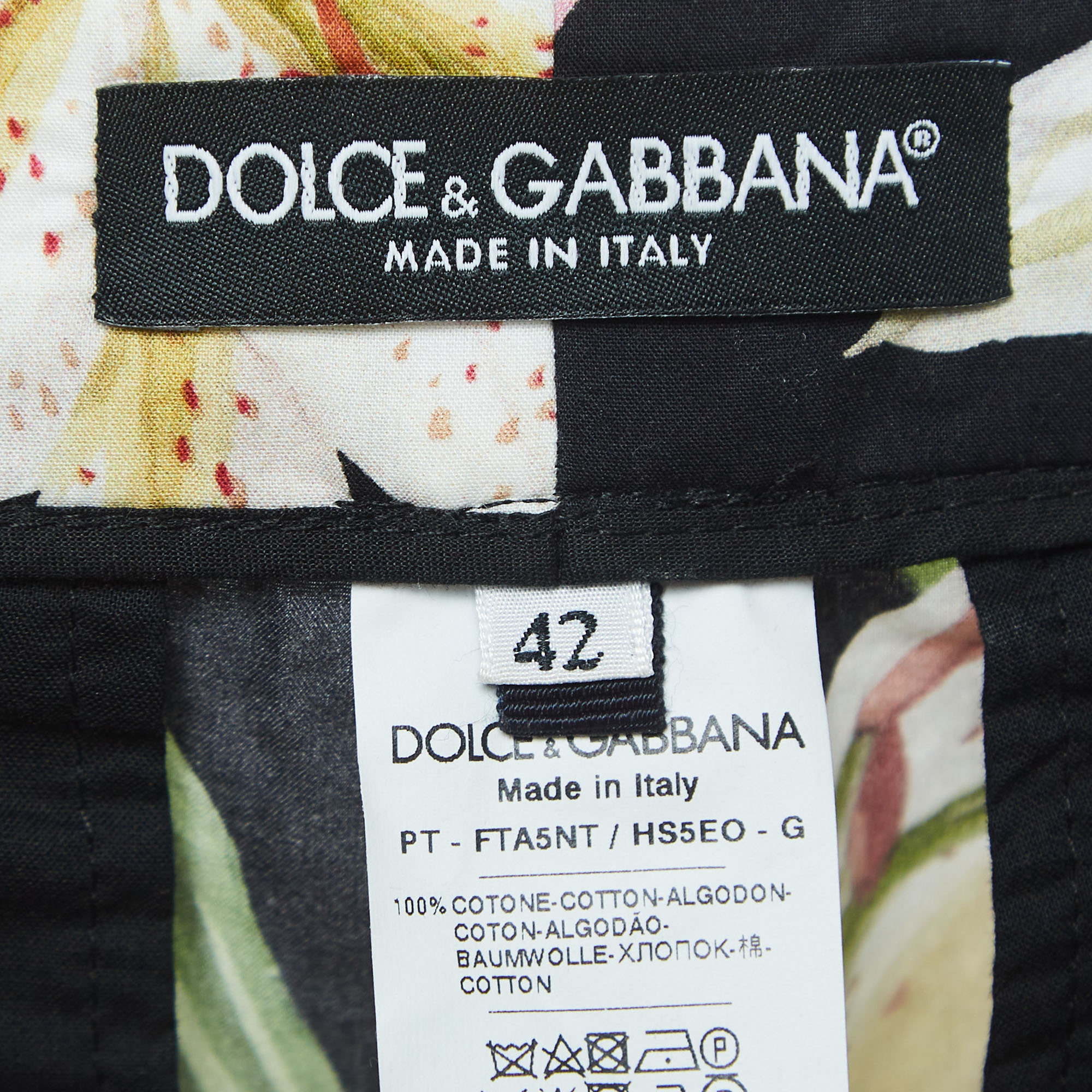 Dolce & Gabbana Multicolor Floral Print Cotton Wide Leg Trousers M
