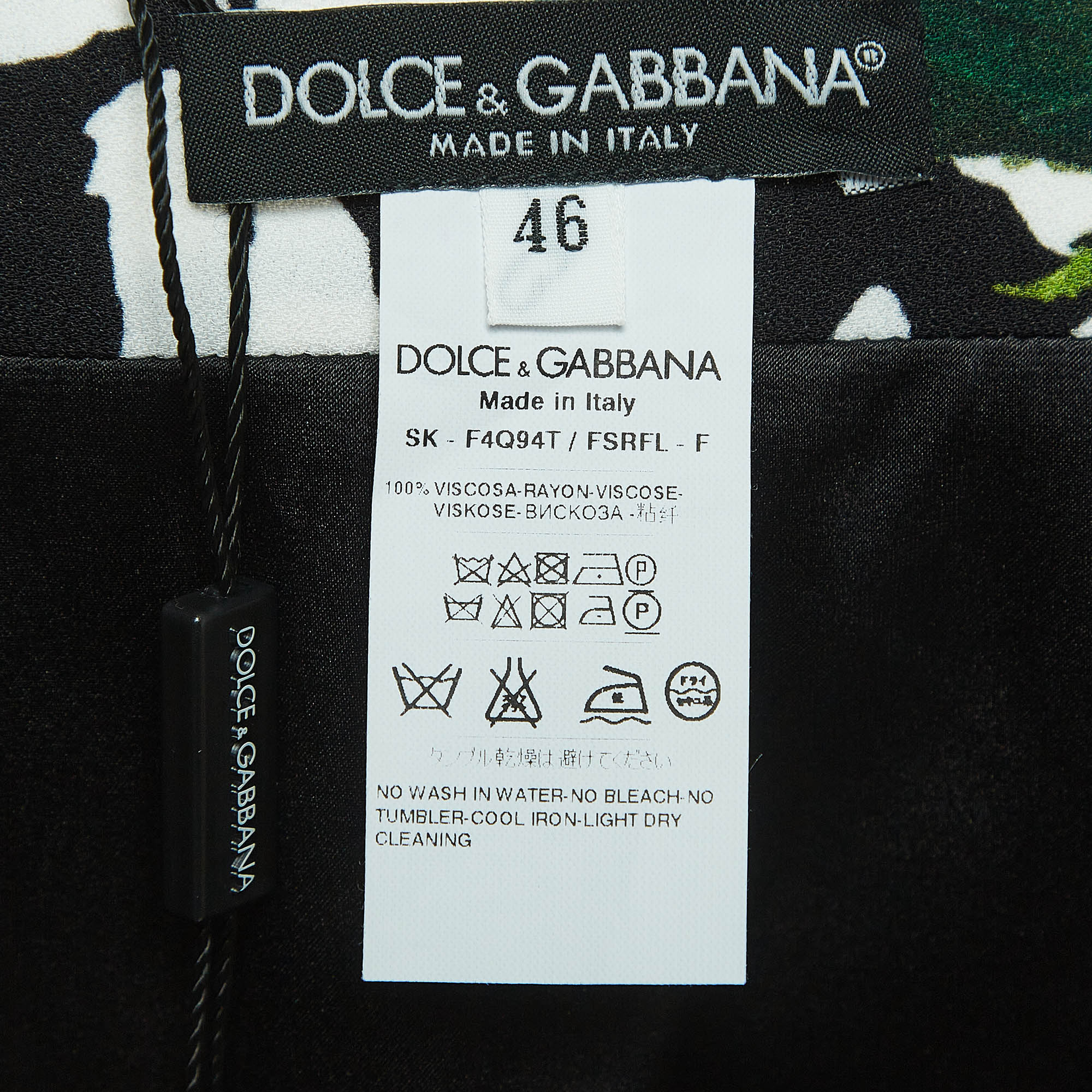 Dolce & Gabbana Black Floral Print Crepe A-Line Skirt L
