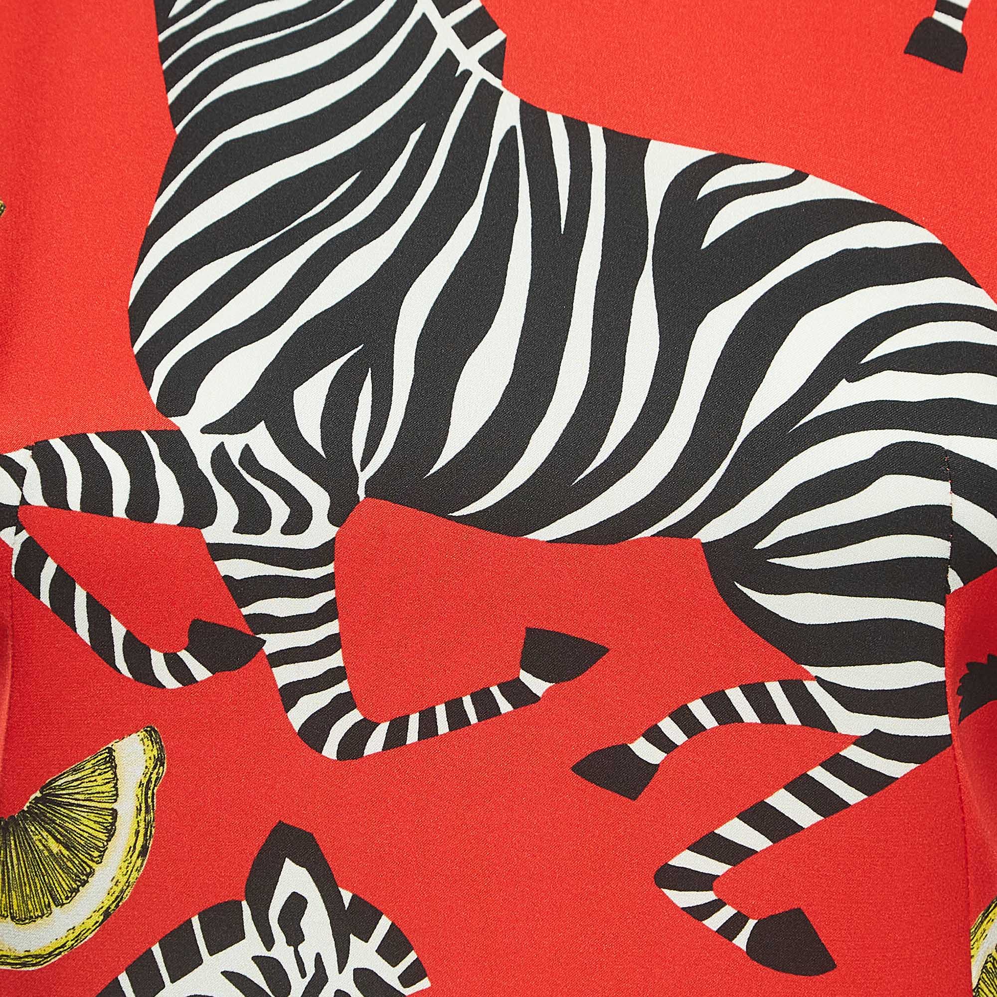 Dolce & Gabbana Red Zebra Printed Silk Dress S