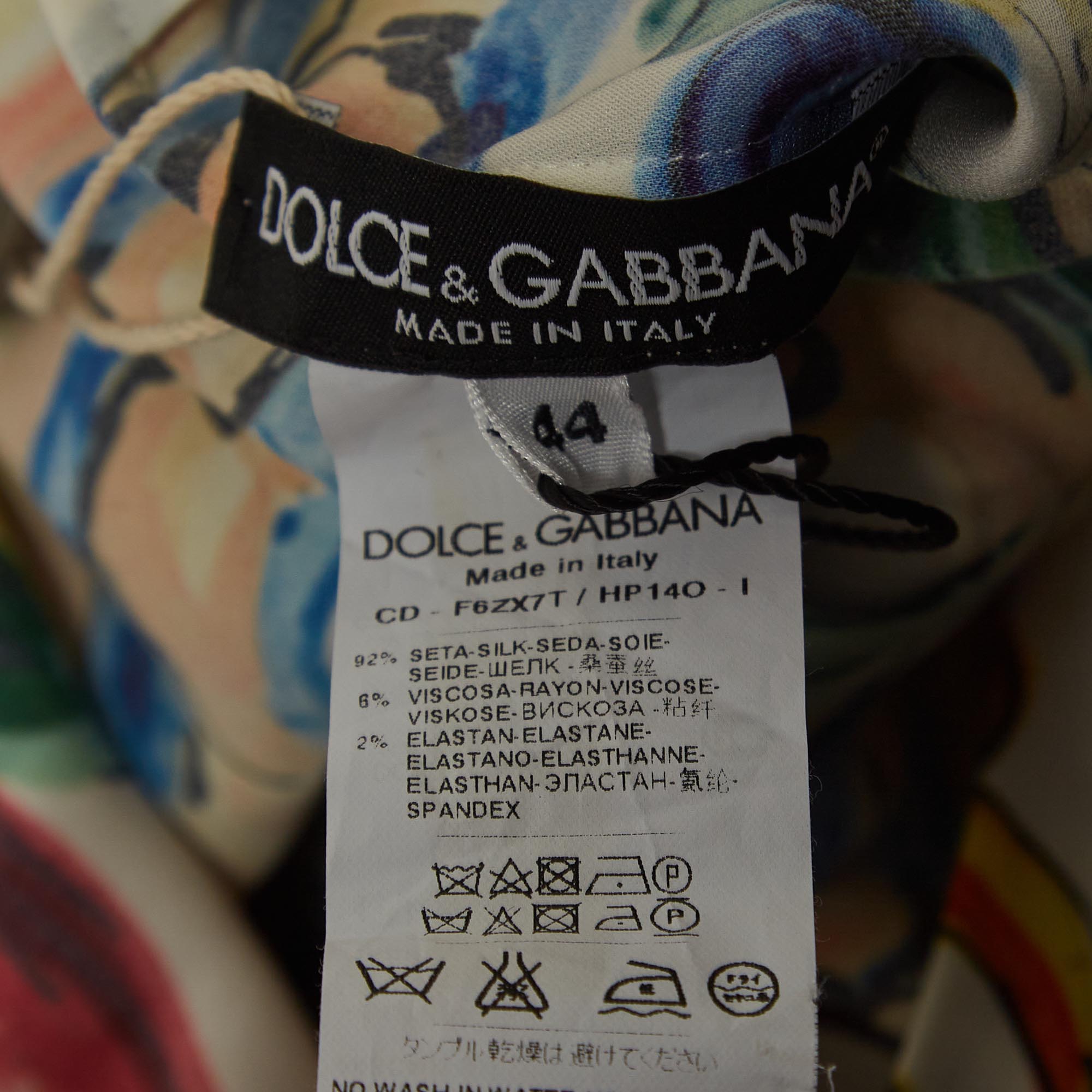 Dolce & Gabbana Multicolor Majolica Print Silk Fringed Dress M