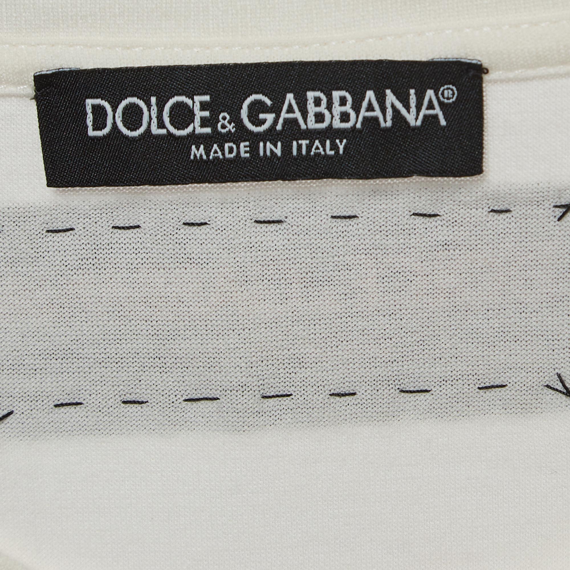 Dolce & Gabbana White Floral Printed Cotton T-Shirt S