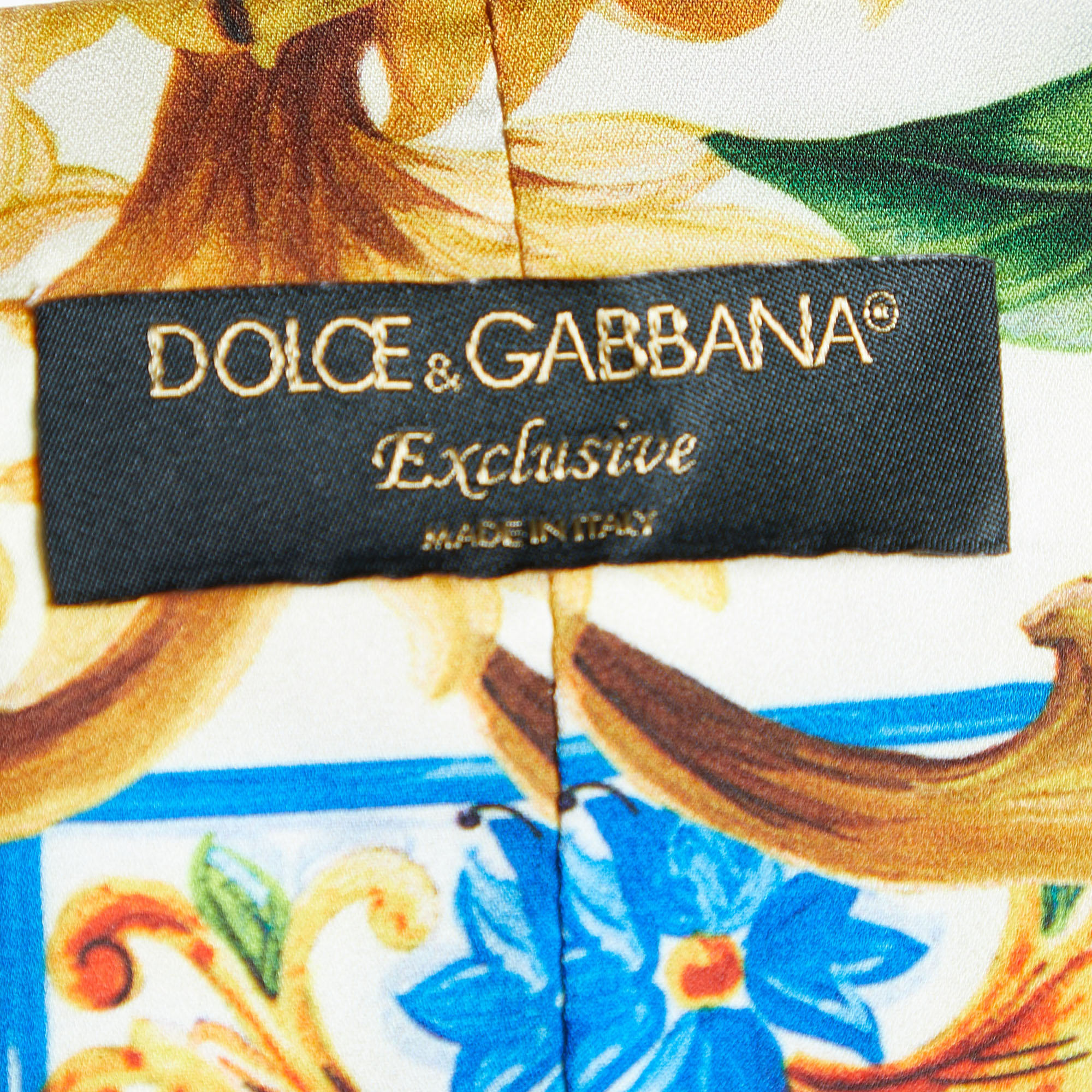 Dolce & Gabbana Yellow/White Limoni Print Cotton Double Breasted Coat M