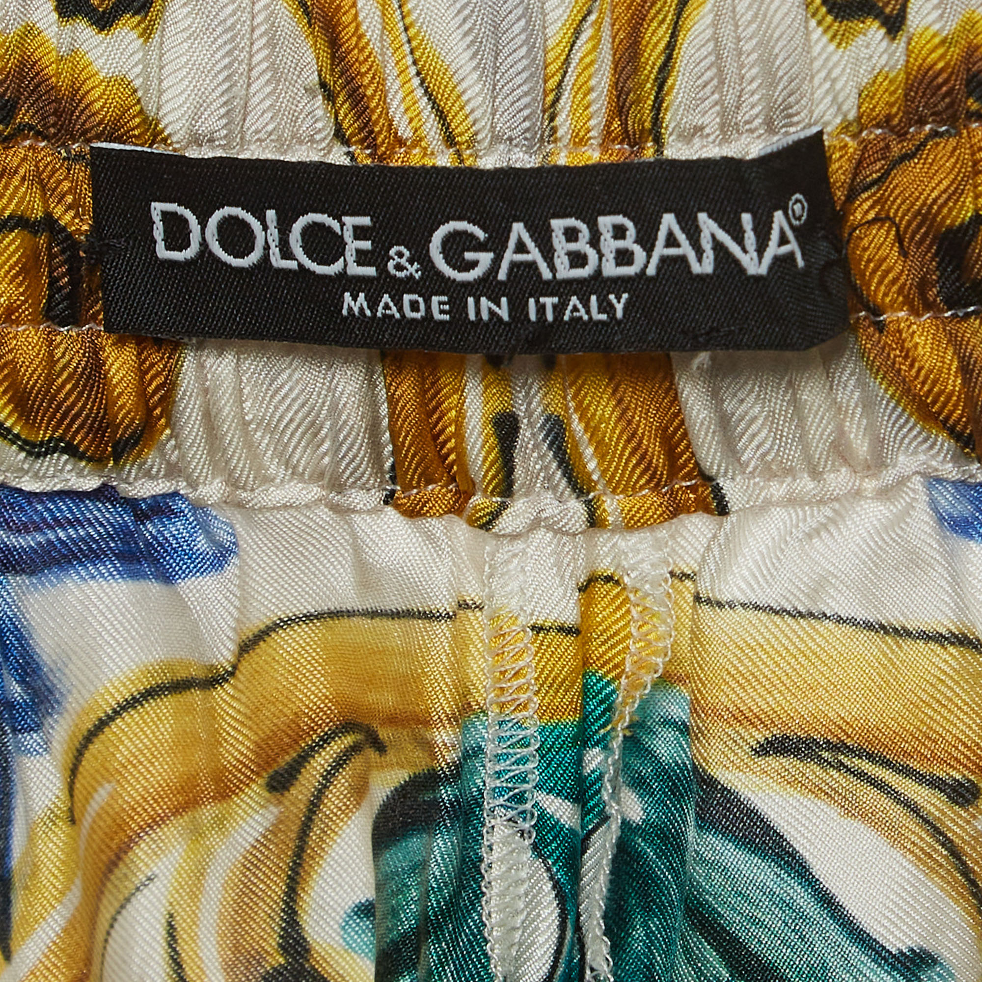 Dolce & Gabbana Multicolor Print Satin Elasticated Waist Palazzo Pants S