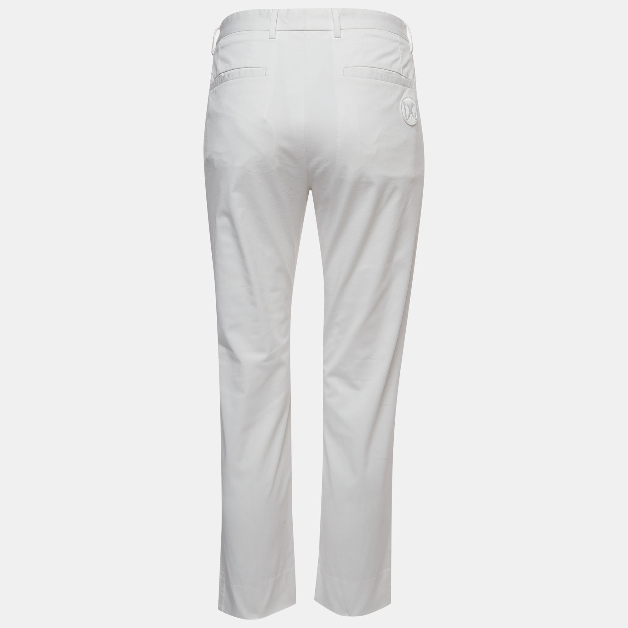 Dolce & Gabbana White Cotton Straight Fit Trousers L