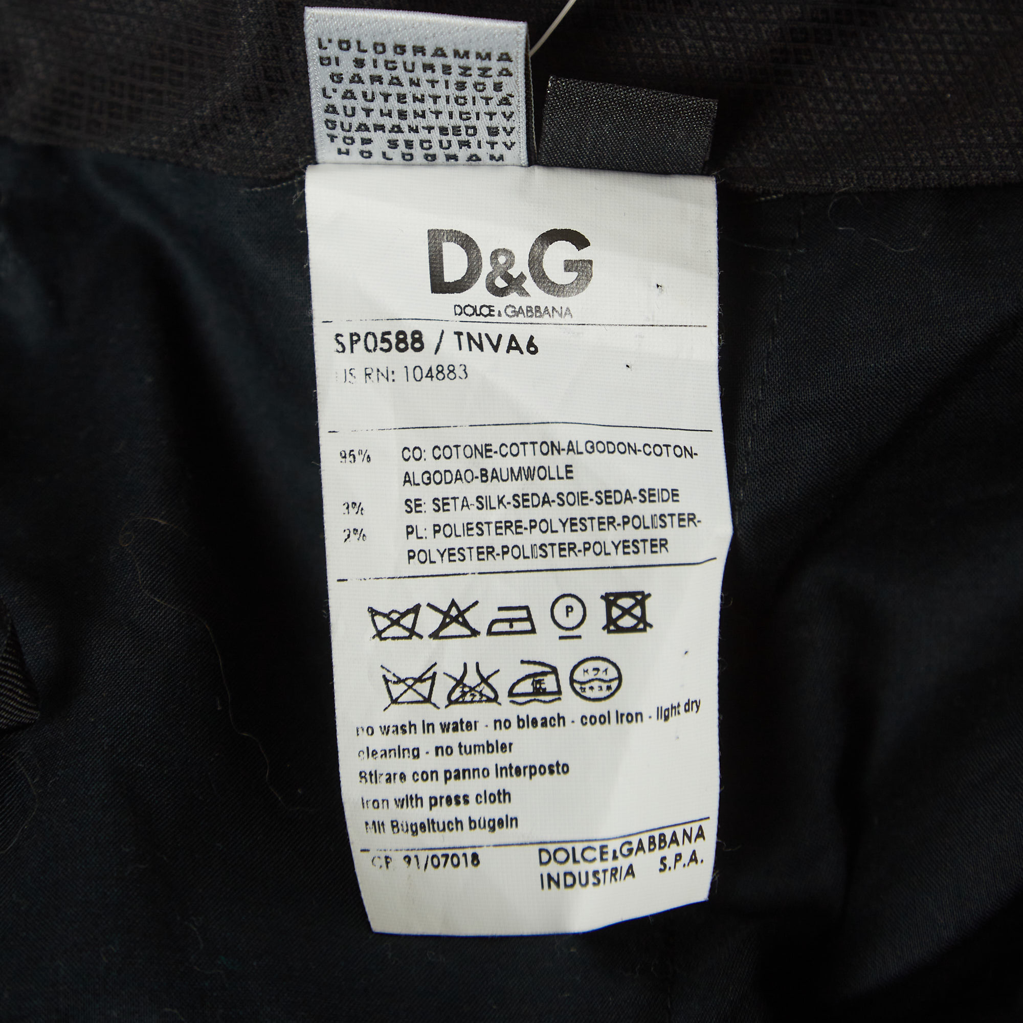 Dolce & Gabbana Black Velvet Trousers M