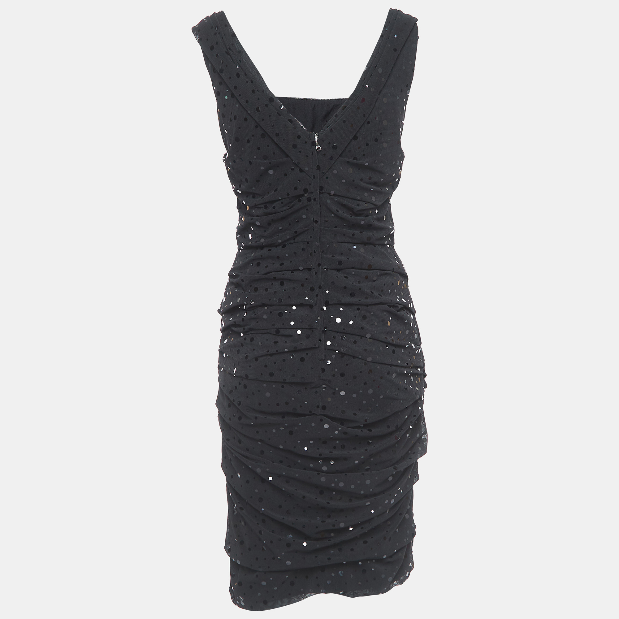 Dolce & Gabbana Black Tulle Ruched Mini Dress M