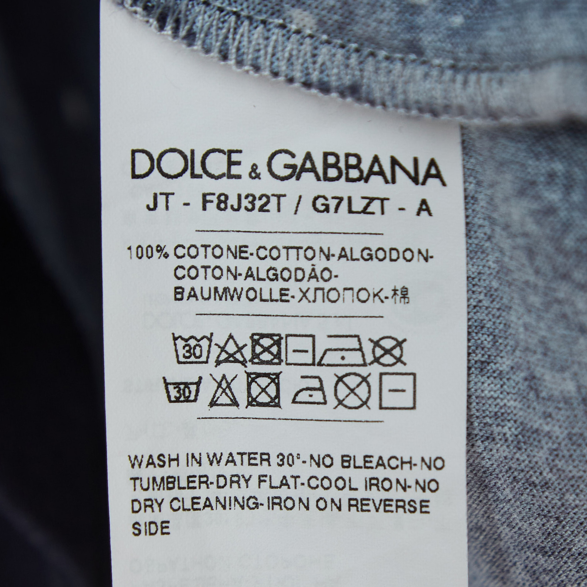 Dolce & Gabbana Navy Blue Space Print Cotton Half Sleeve T-Shirt M