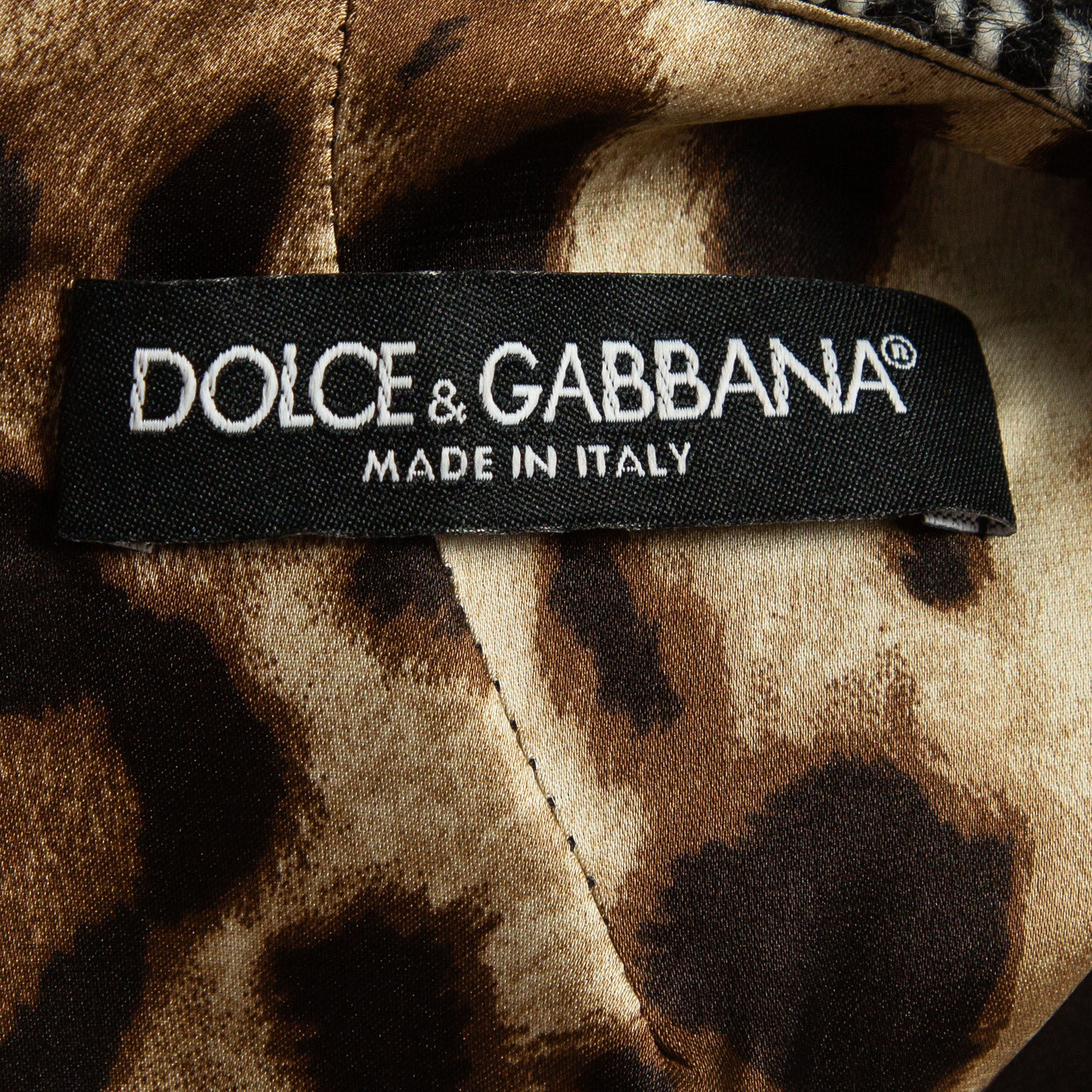 Dolce & Gabbana Black & White Tweed Sleeveless A-Line Mini Dress XL