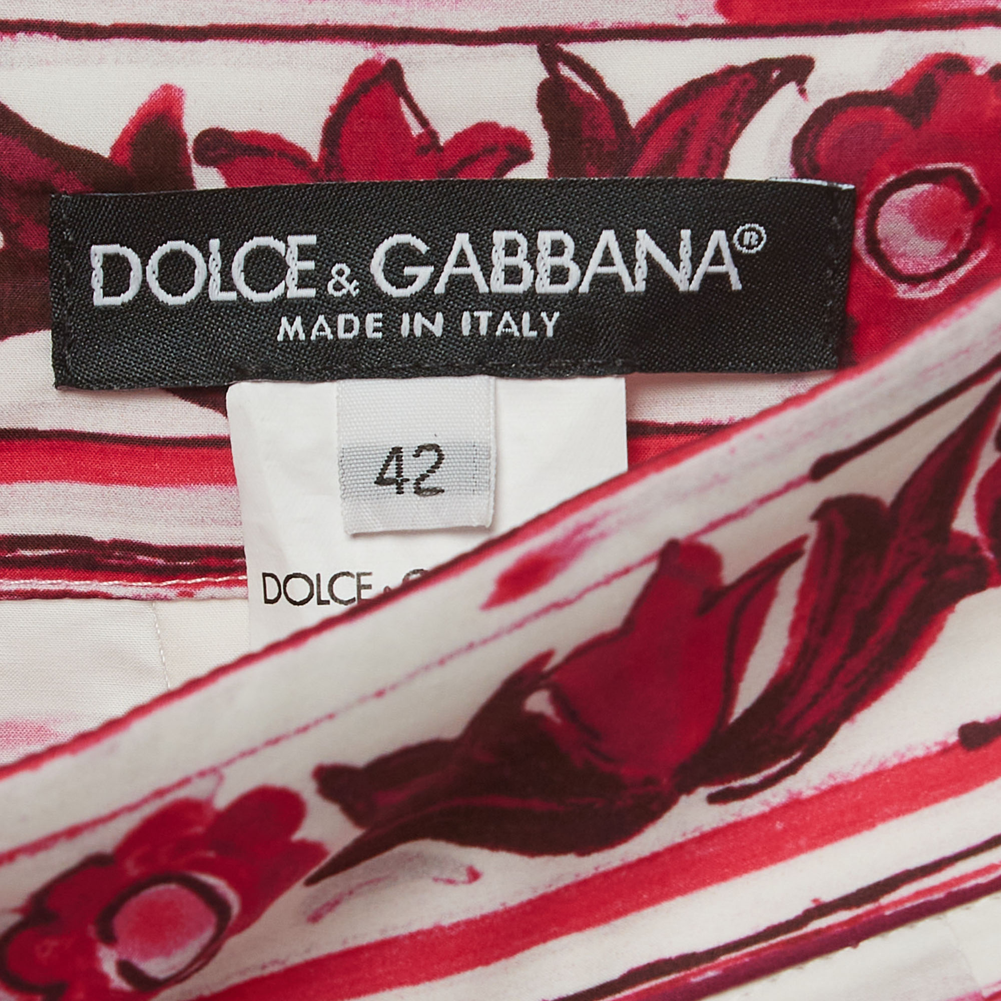 Dolce & Gabbana White/Pink Majolica Print Cotton Poplin Maxi Skirt M