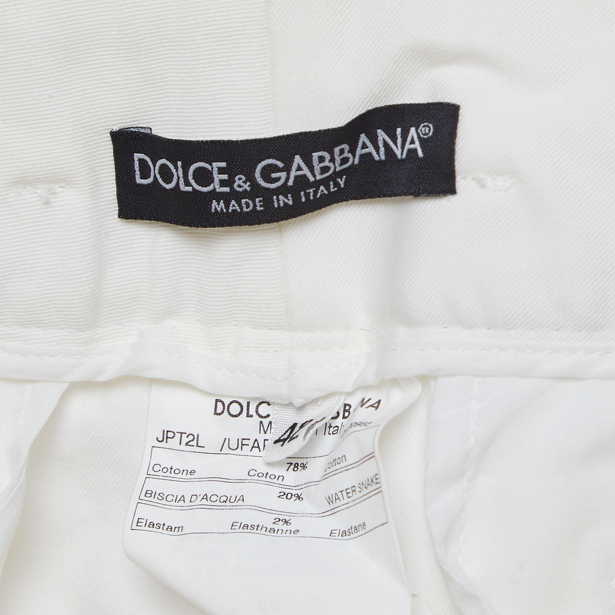 Dolce & Gabbana White Cotton Water Snake Trim Jeans M Waist 32''