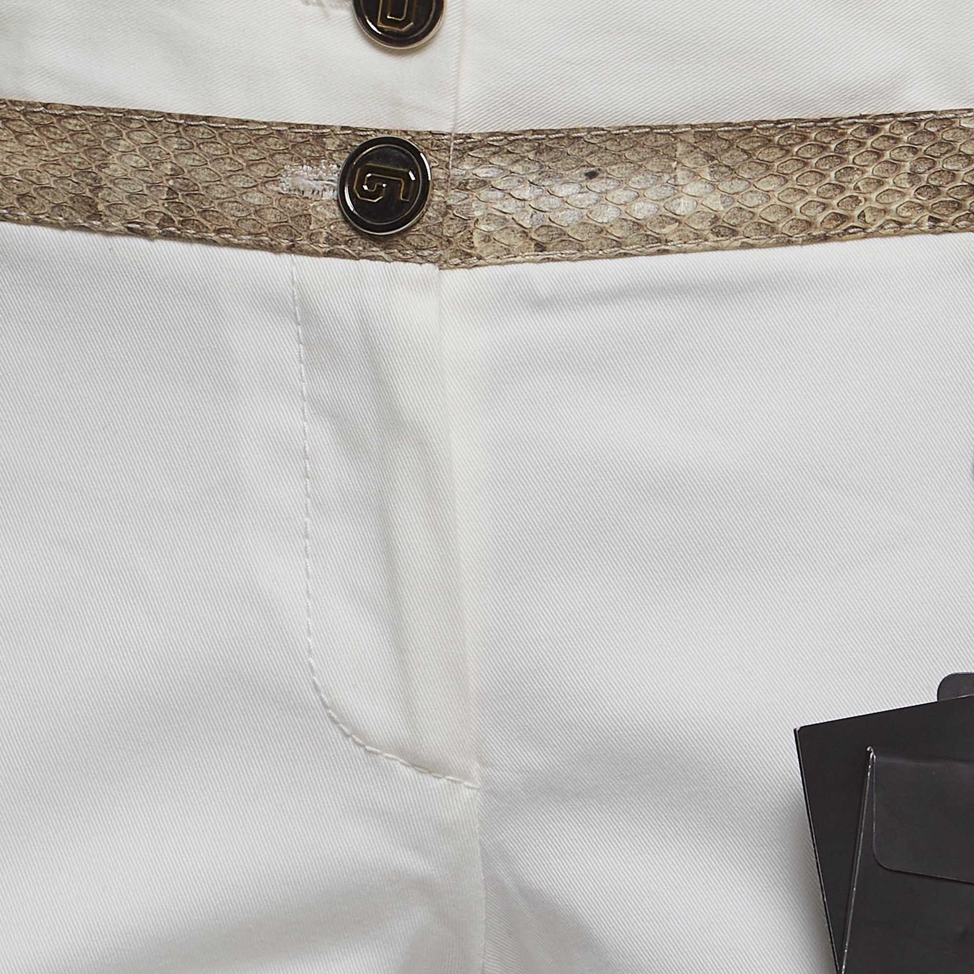 Dolce & Gabbana White Cotton Water Snake Trim Jeans M Waist 32''