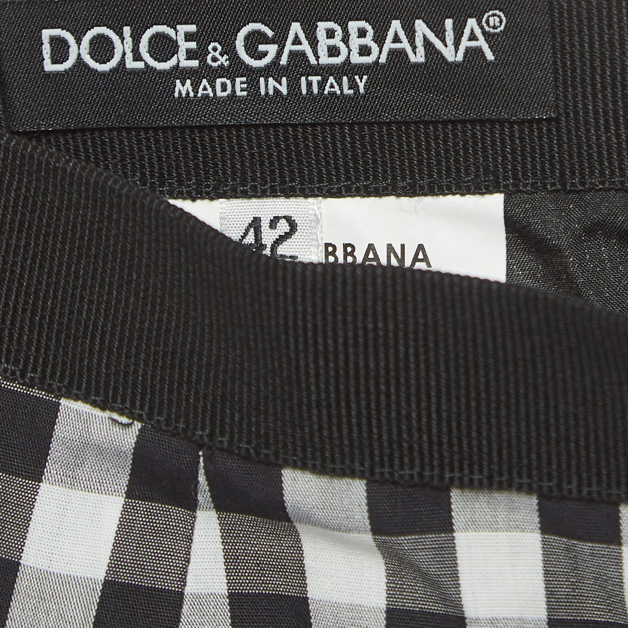 Dolce & Gabbana Black Checked Cotton Midi Skirt M