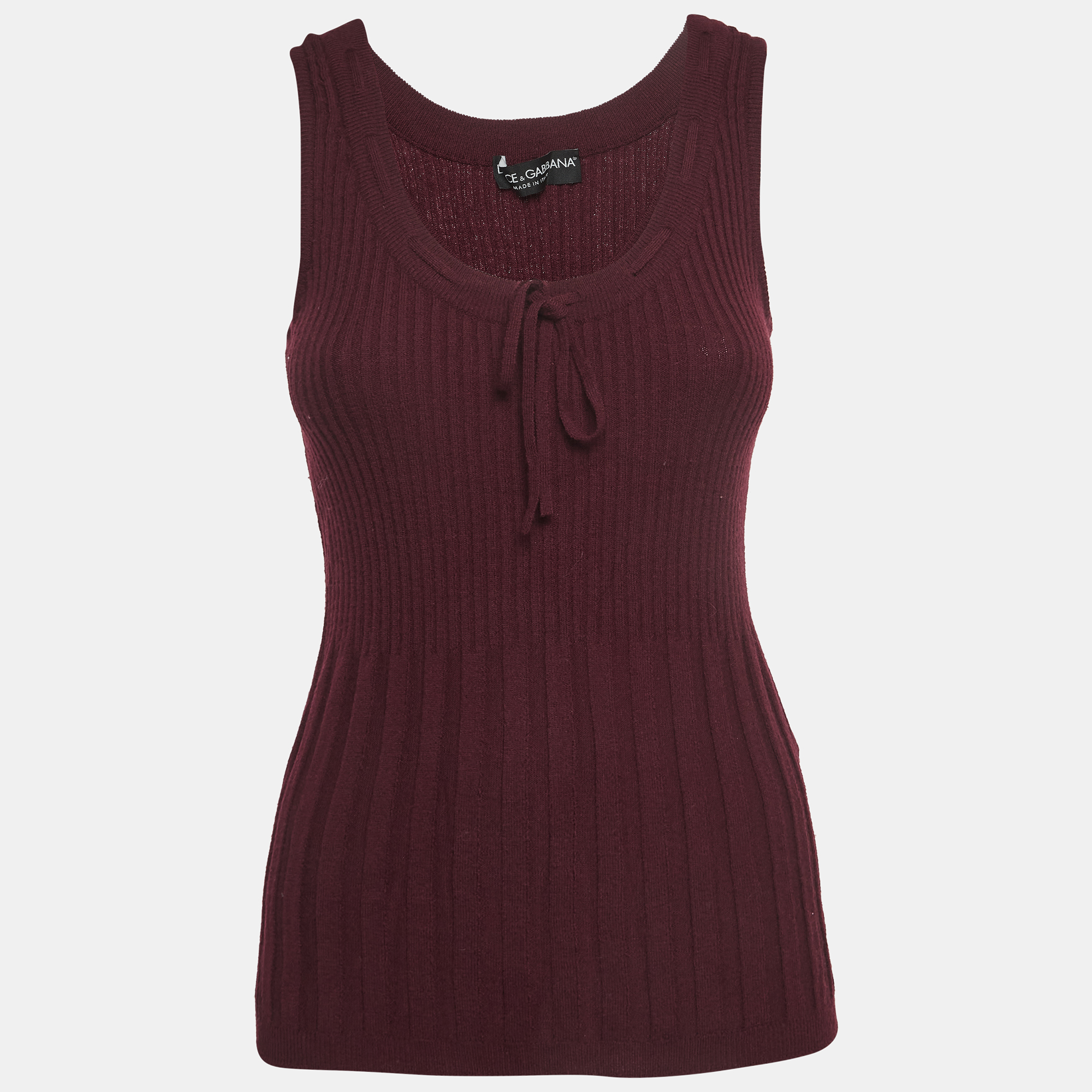 Dolce & gabbana burgundy wool blend knit sleeveless top m