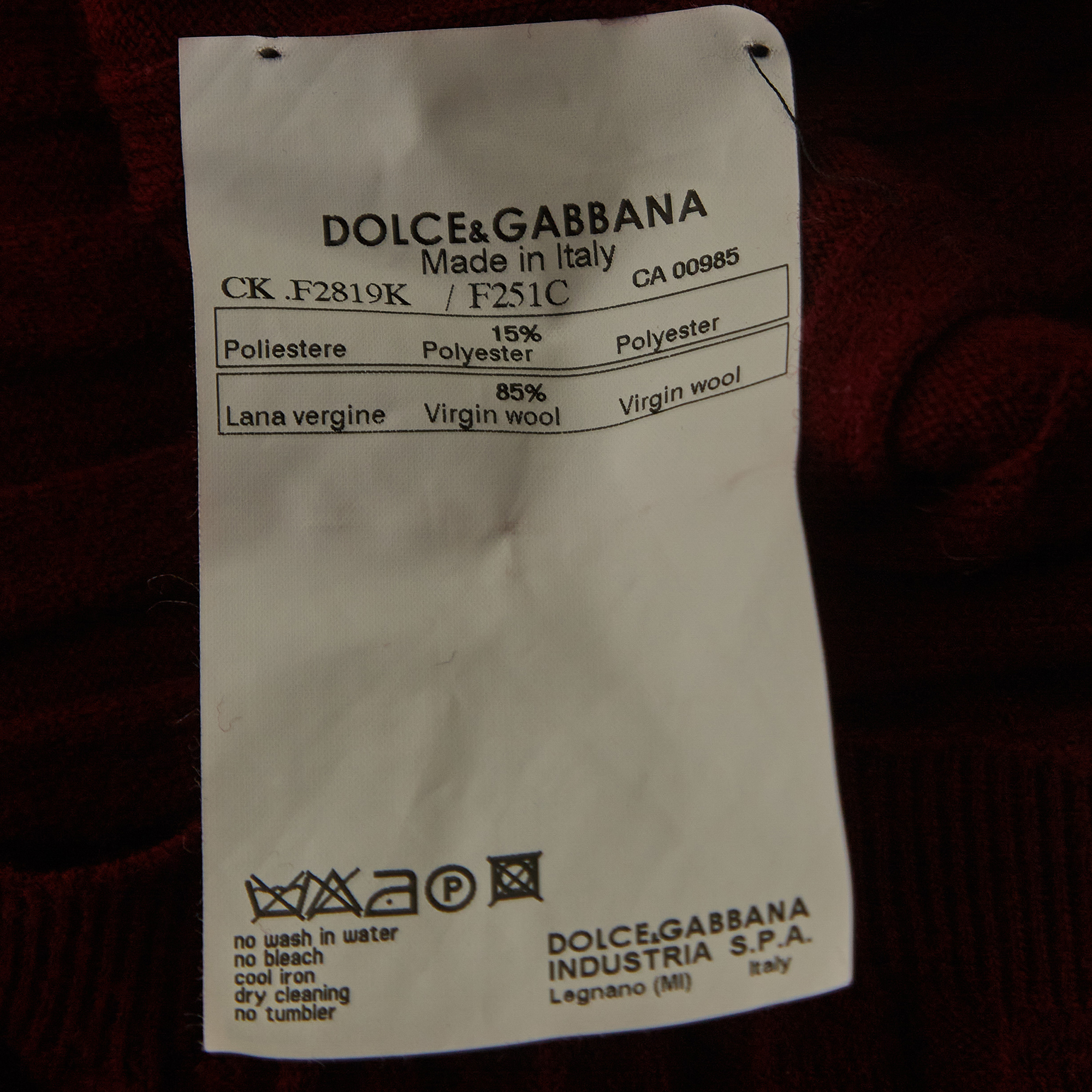 Dolce & Gabbana Burgundy Wool Blend Knit Sleeveless Top M