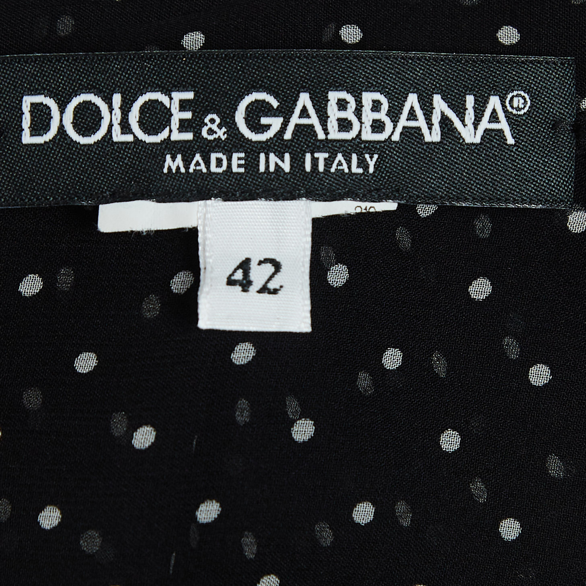 Dolce & Gabbana Black Dotted Silk Chiffon Sleeveless Top M