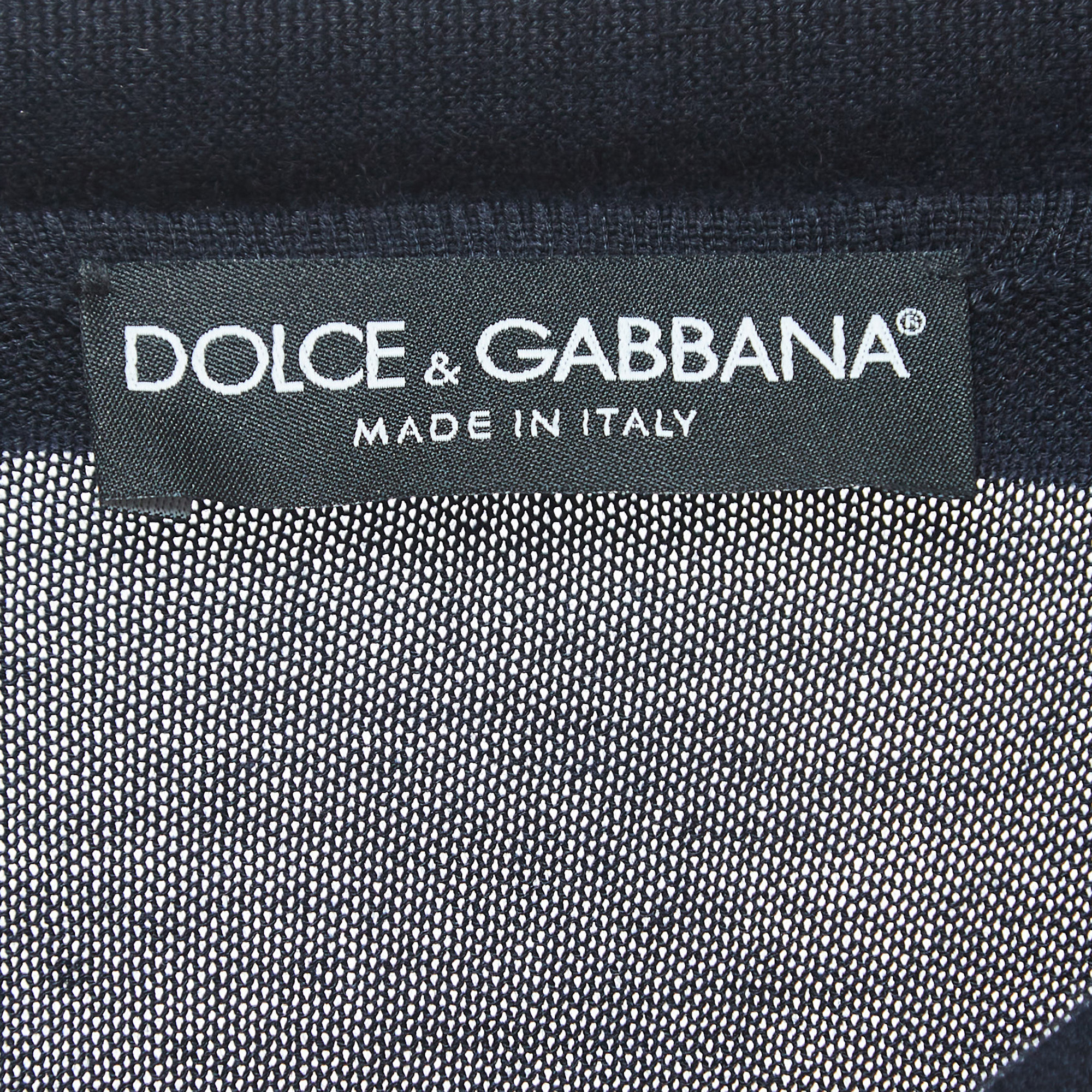 Dolce & Gabbana Navy Blue Cashmere And Silk Knit Neck Tie Top M