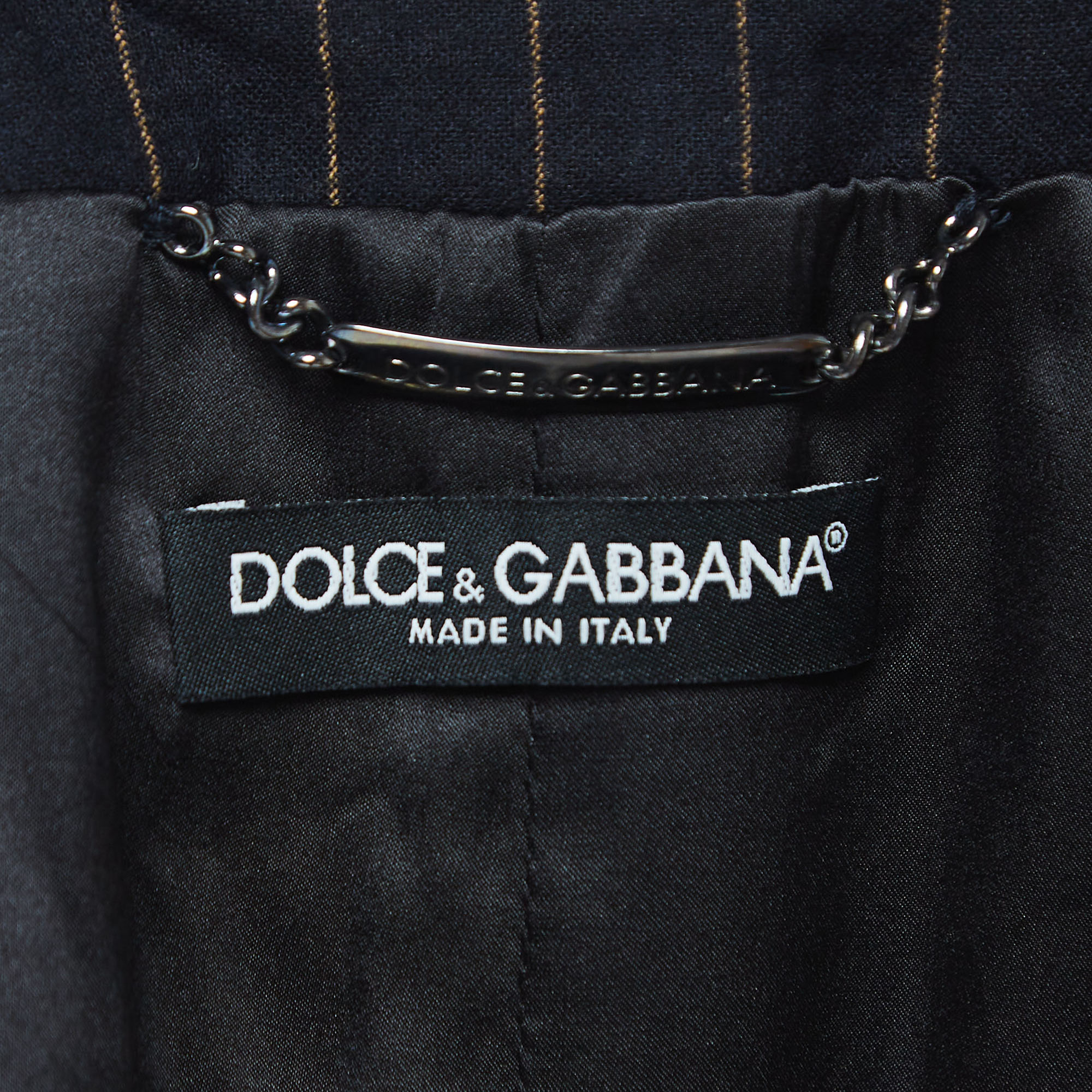 Dolce & Gabbana Navy Blue Striped Wool Buttoned Vest M