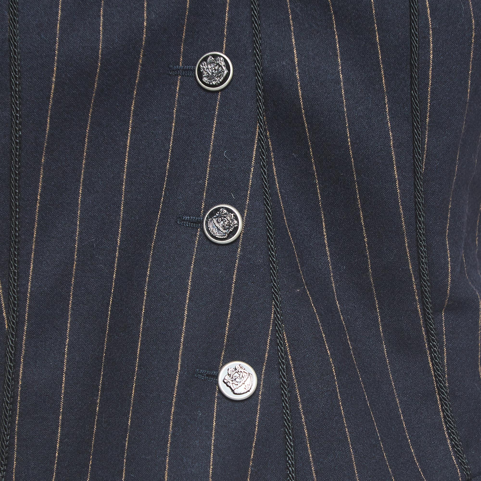 Dolce & Gabbana Navy Blue Striped Wool Buttoned Vest M
