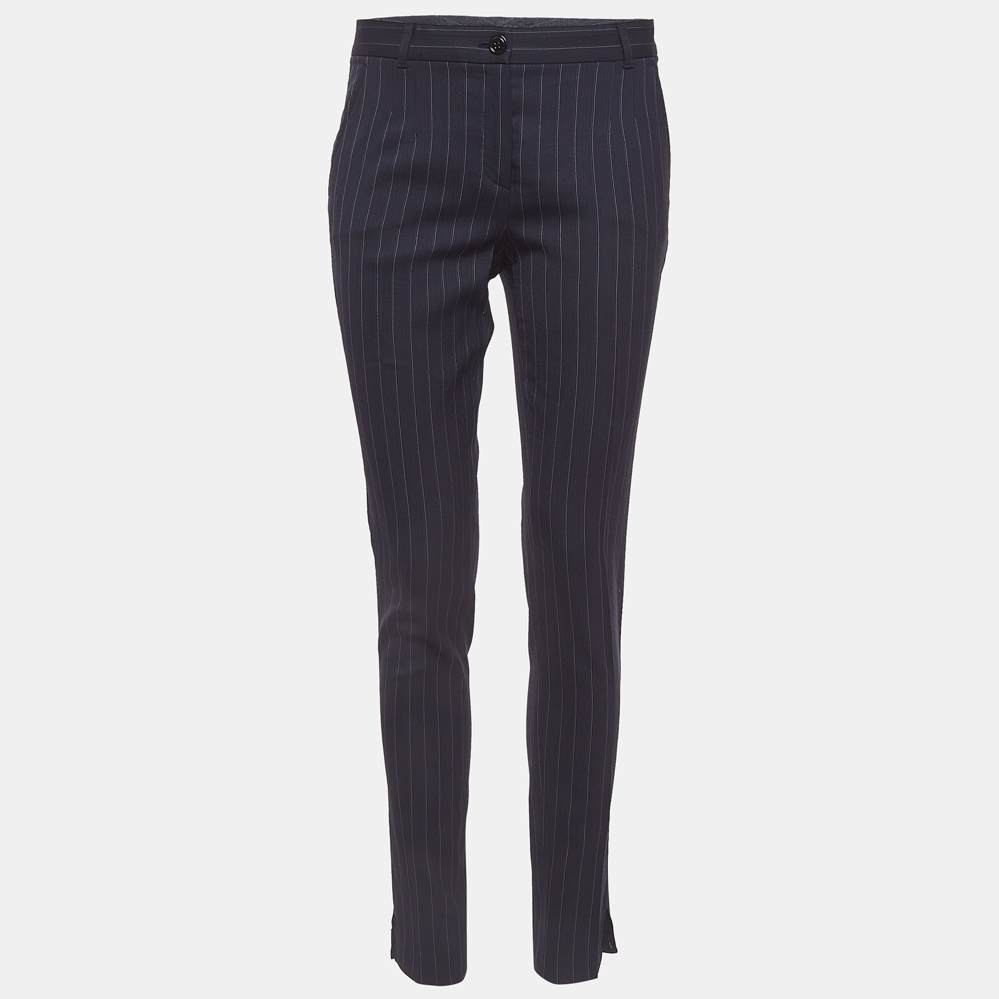 Dolce & gabbana navy blue pinstripe wool formal trousers m