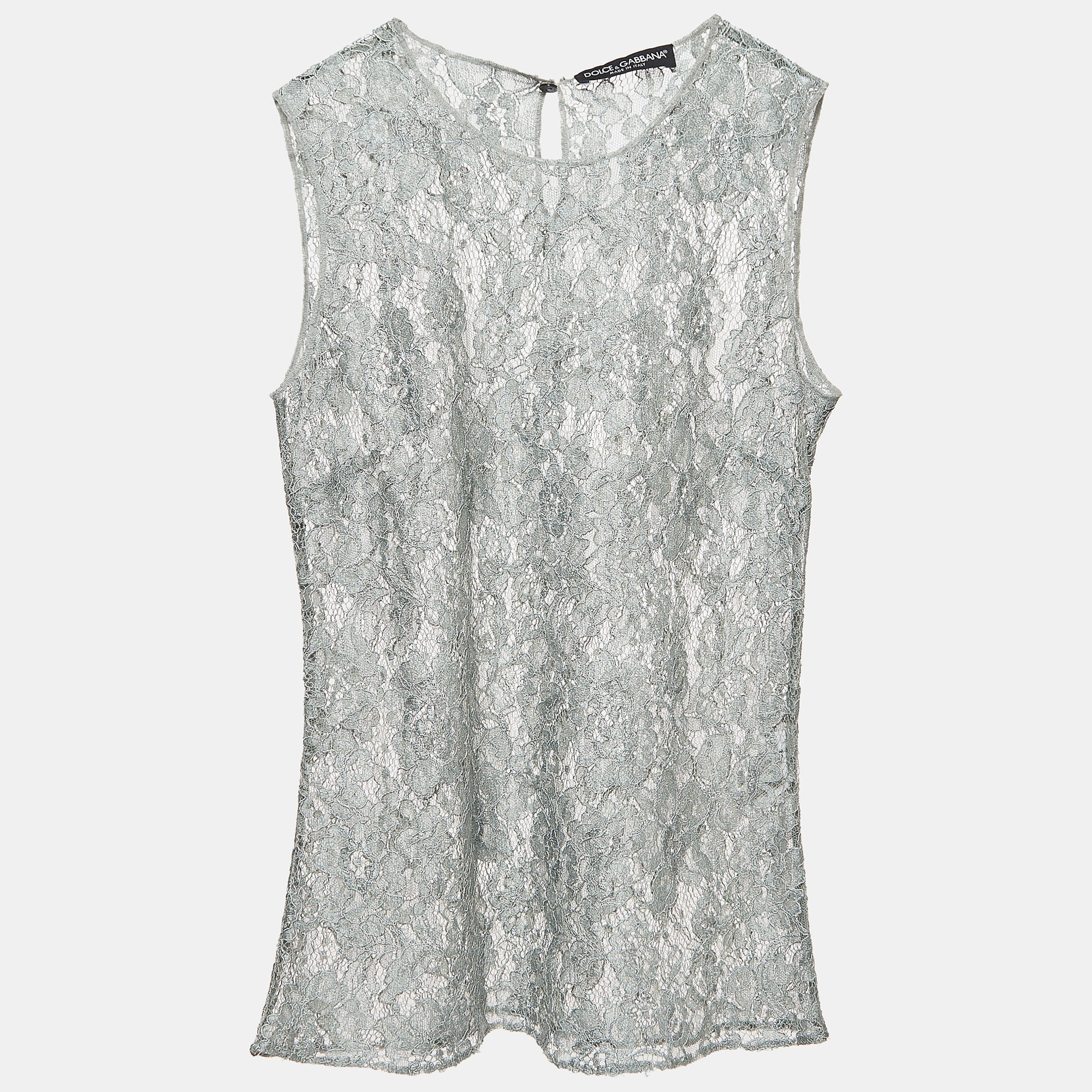 Dolce & gabbana sage green floral lace sleeveless blouse s