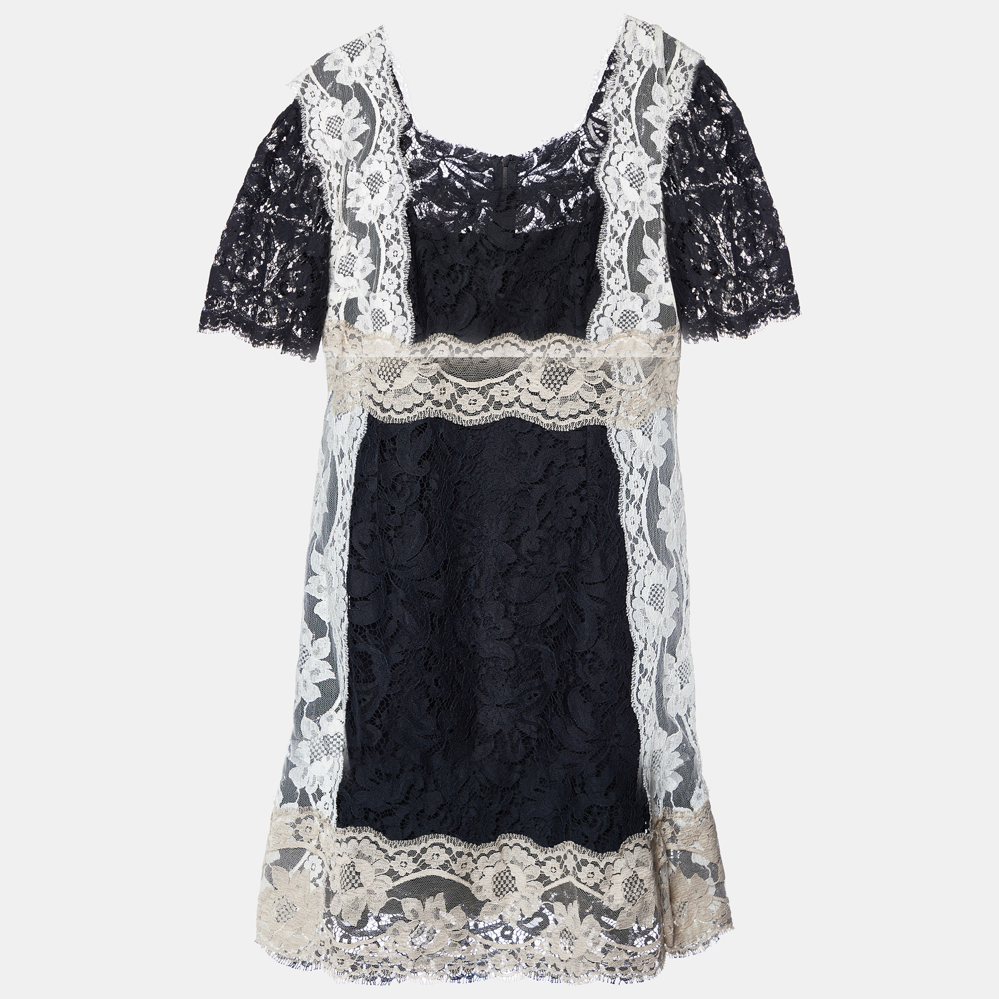 Dolce & gabbana black floral lace mini dress l
