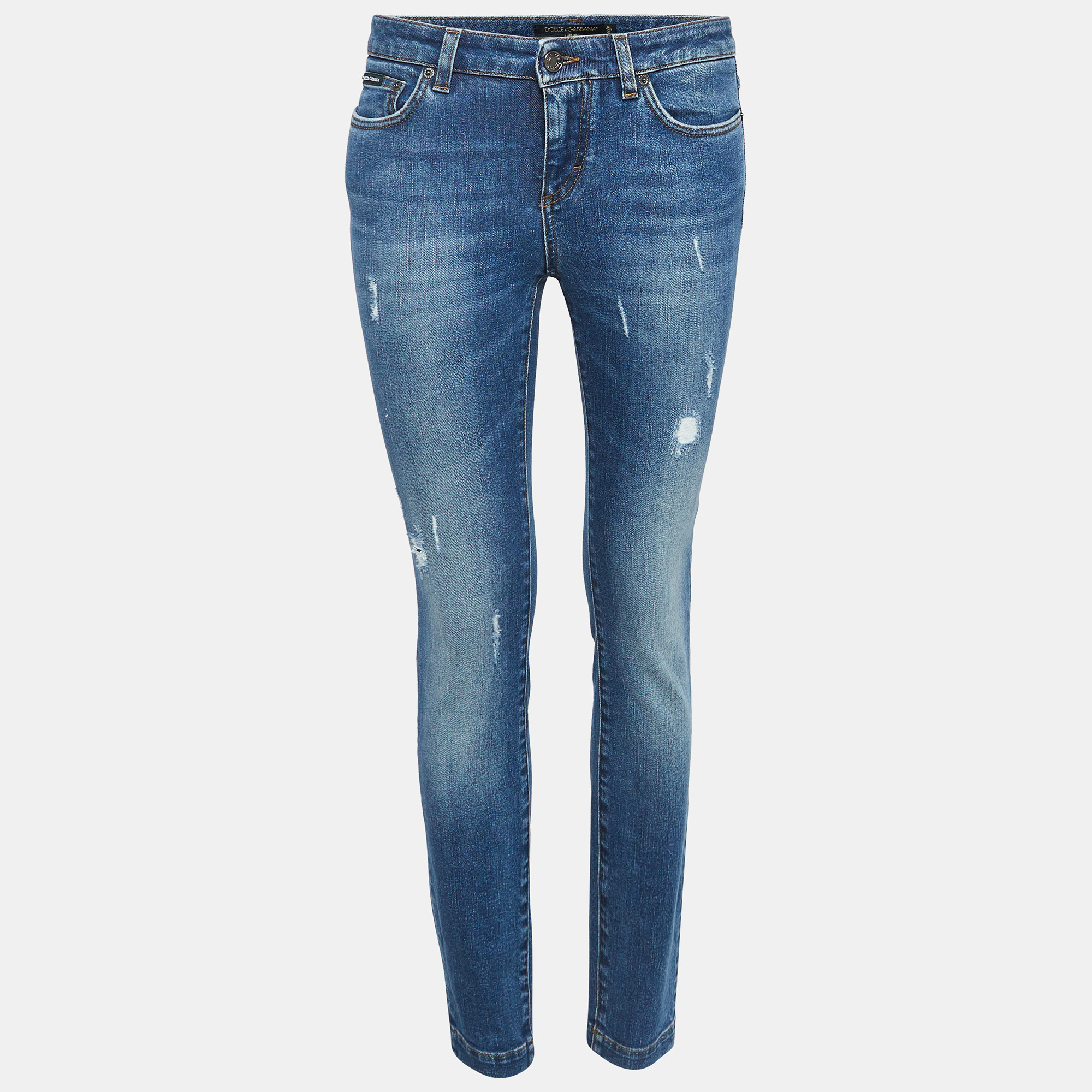 Dolce & gabbana blue distressed denim jeans s waist 28"