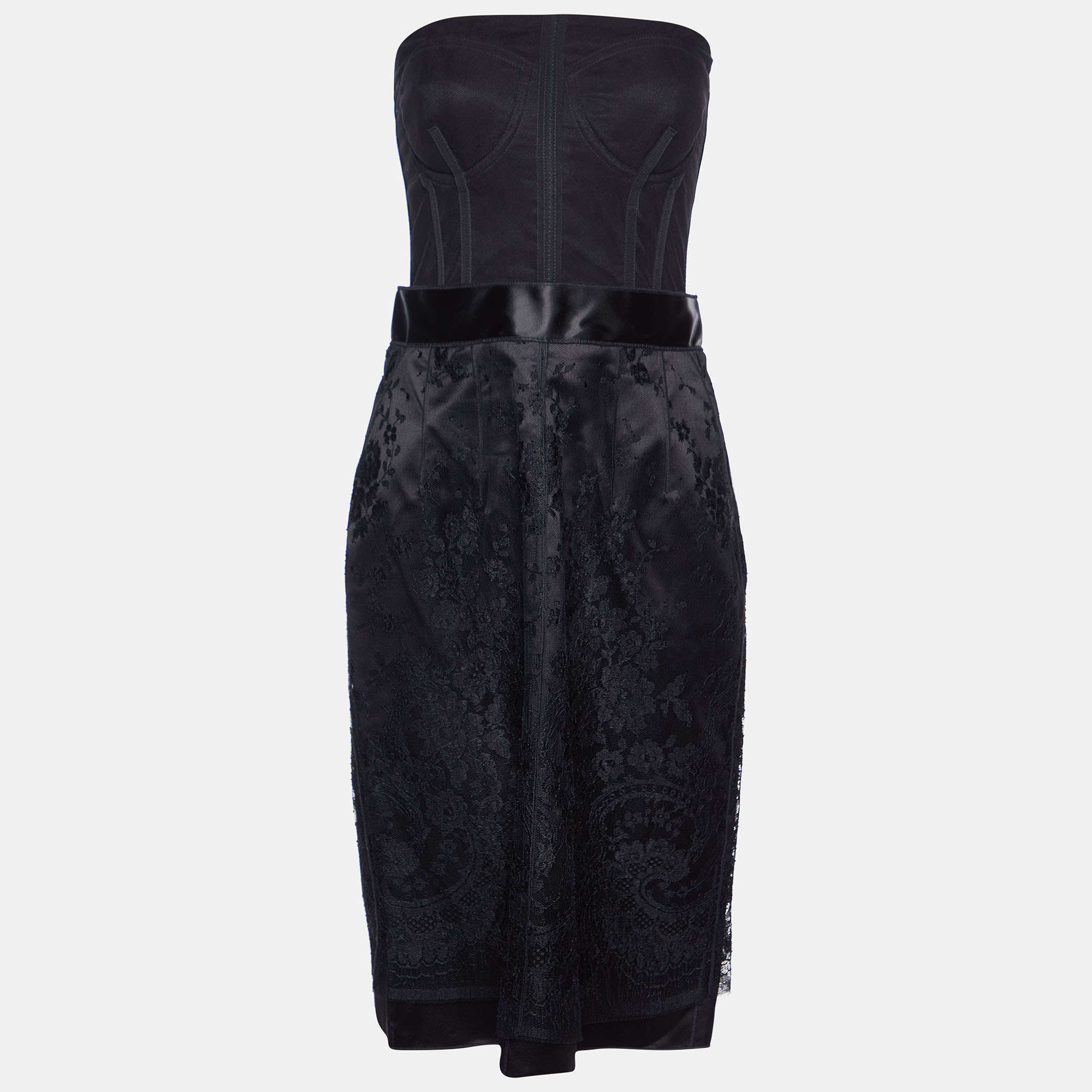 

Dolce & Gabbana Black Tulle & Lace Strapless Corset Dress