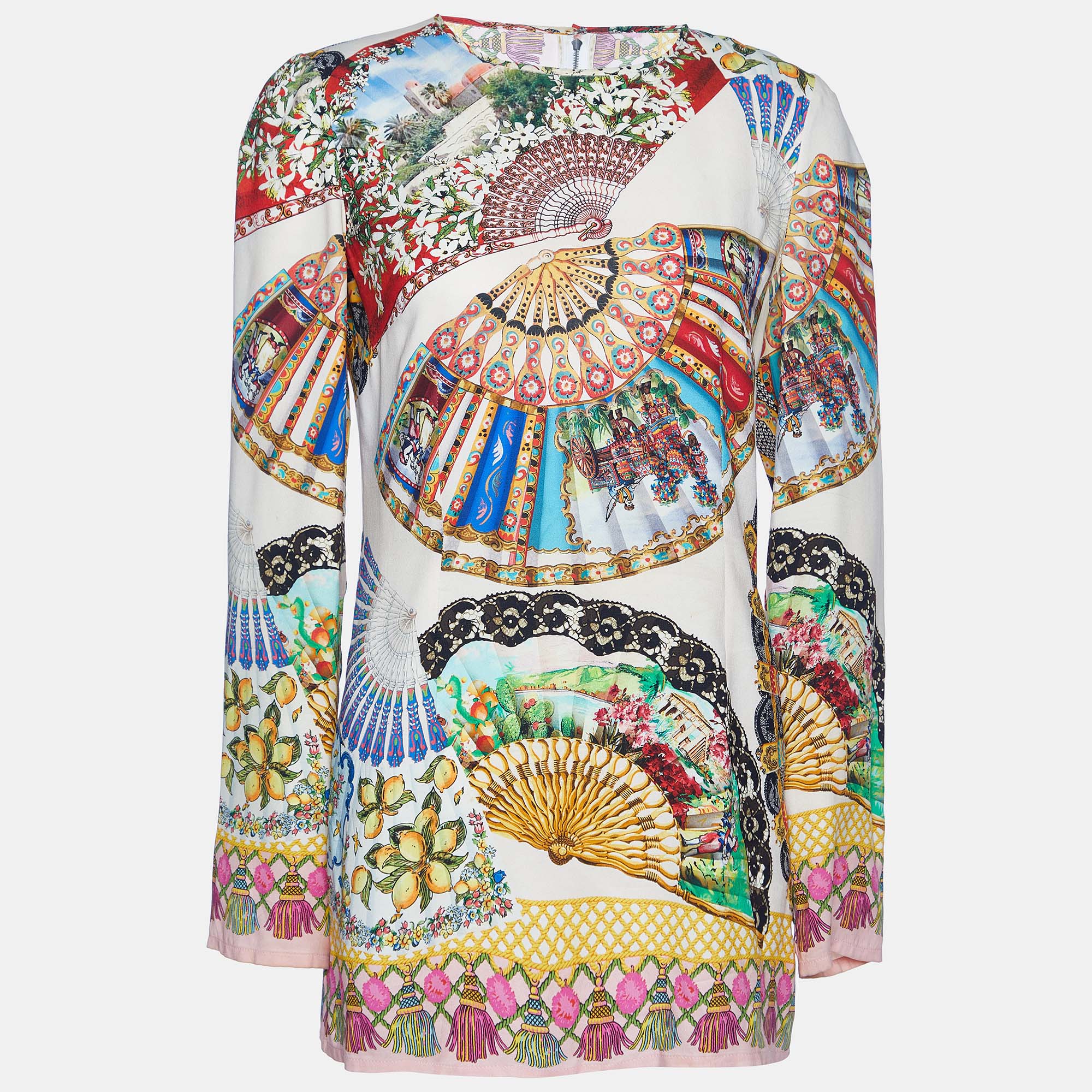Dolce & gabbana multicolor printed silk short dress m