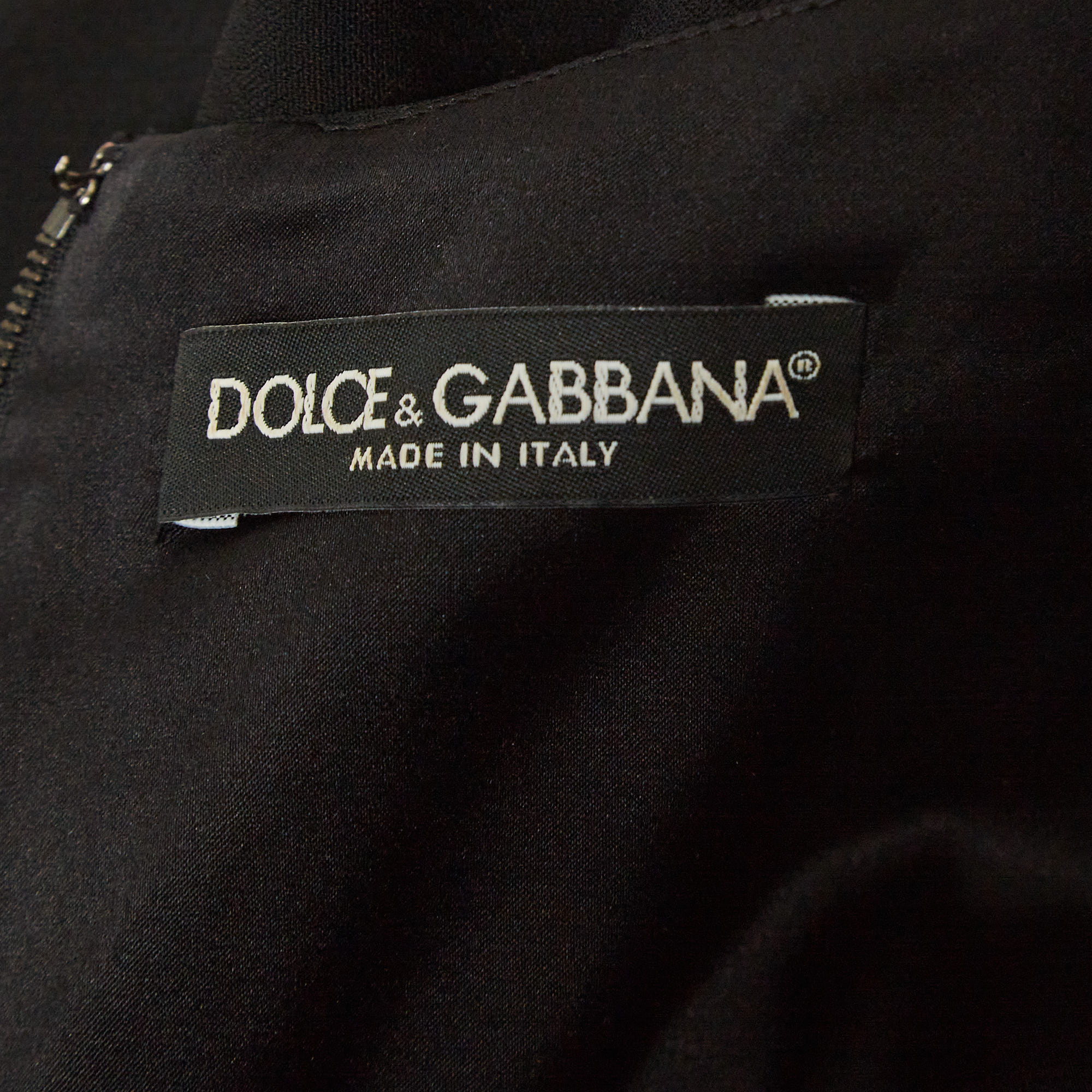 Dolce & Gabbana Black Floral Embroidered Crepe Mini Dress L