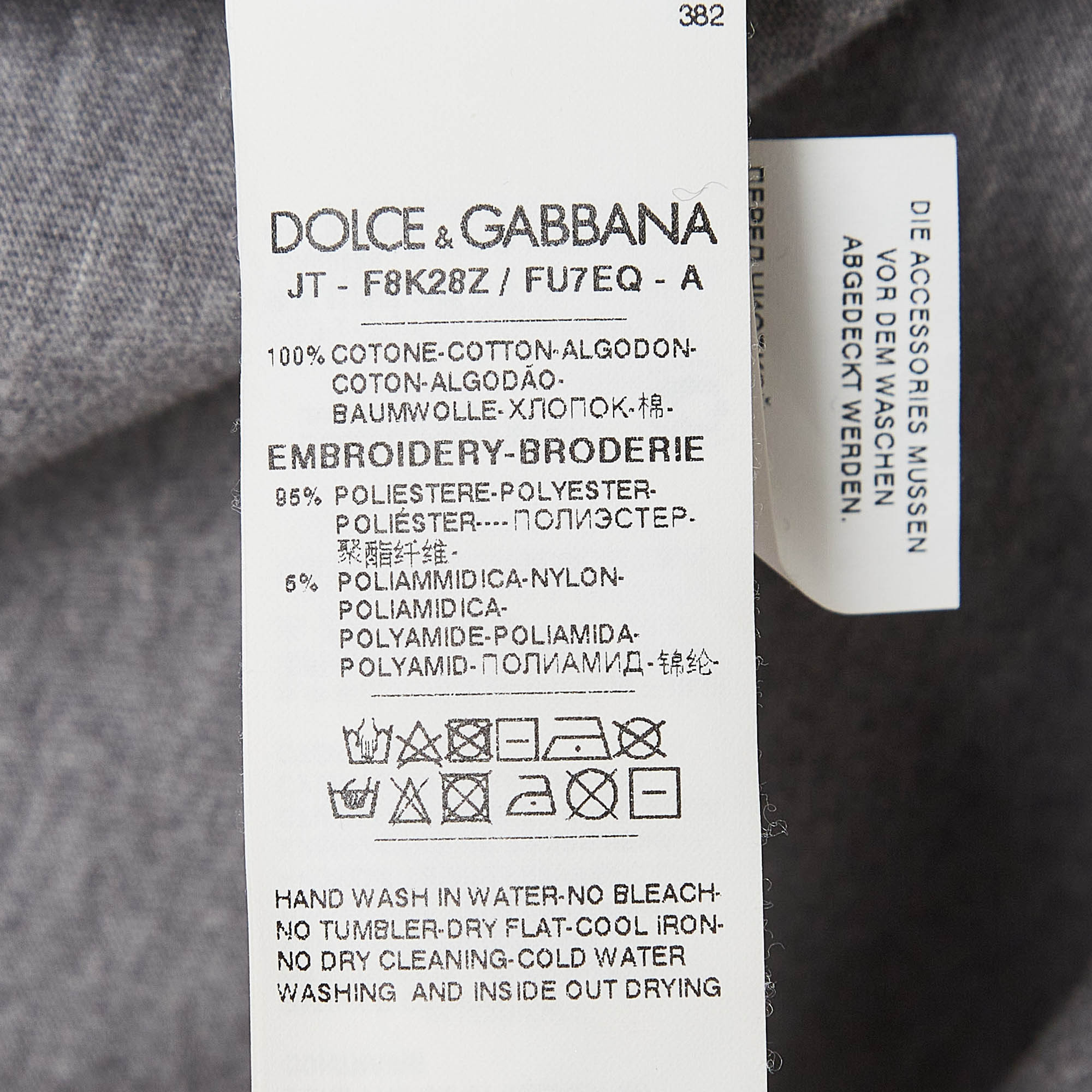 Dolce & Gabbana Grey Logo Embellished Cotton Knit T-Shirt S