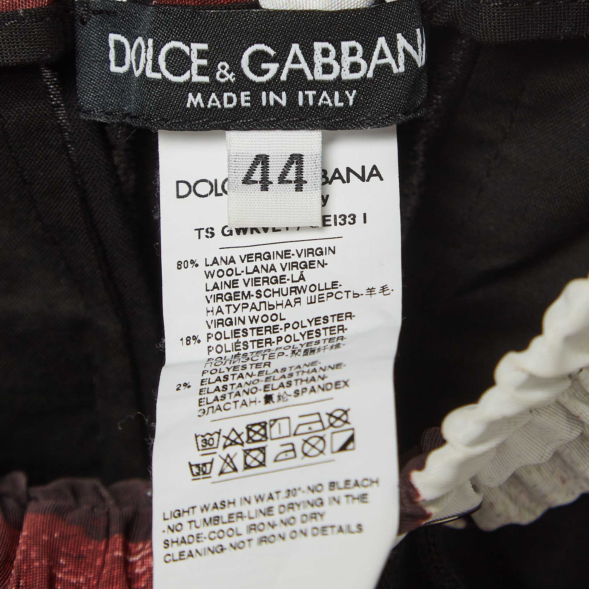 Dolce & Gabbana Black Wool Blend Contrast Trim Track Pants M