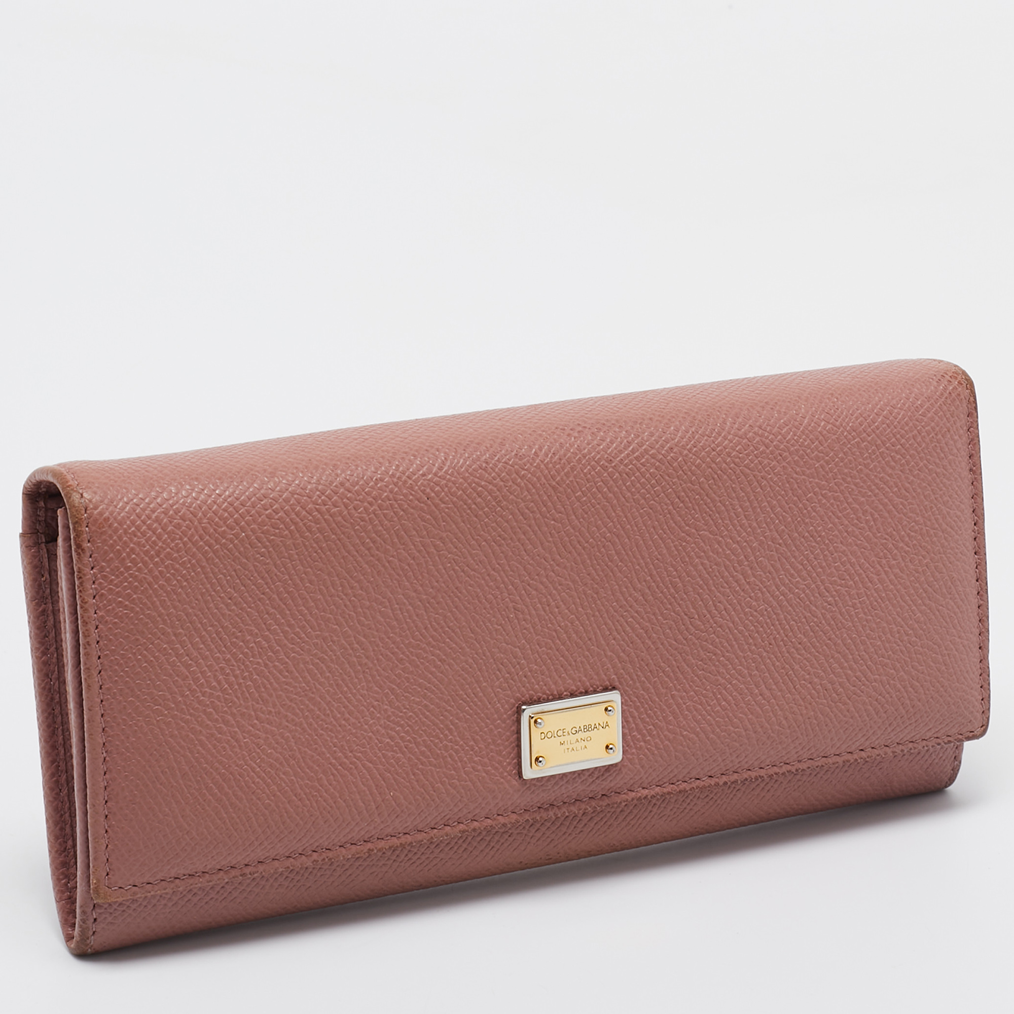 Dolce & Gabbana Dusty Pink Leather Flap Continental Wallet