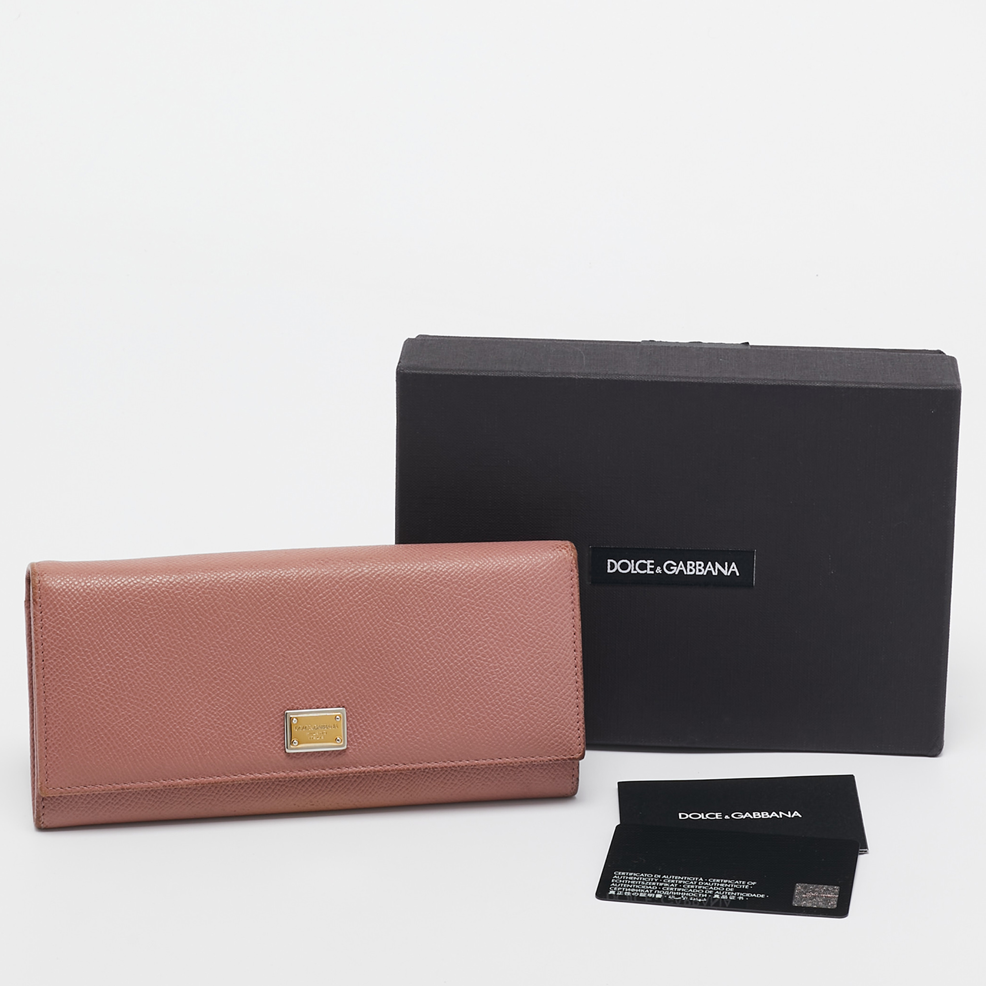 Dolce & Gabbana Dusty Pink Leather Flap Continental Wallet