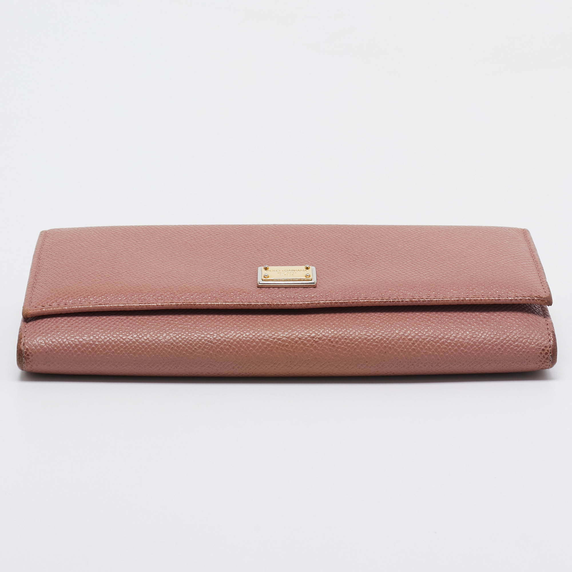 Dolce & Gabbana Dusty Pink Leather Flap Continental Wallet