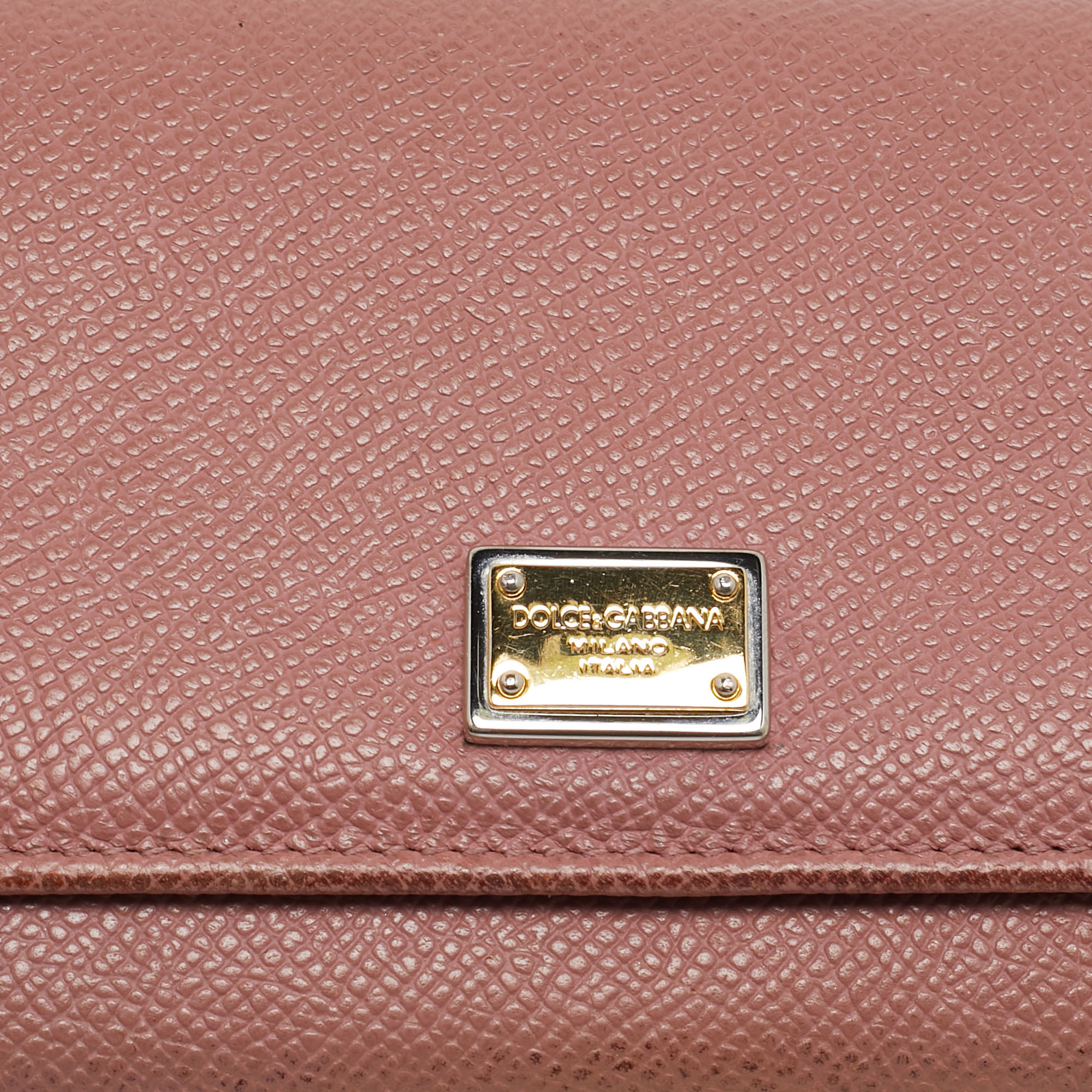 Dolce & Gabbana Dusty Pink Leather Flap Continental Wallet