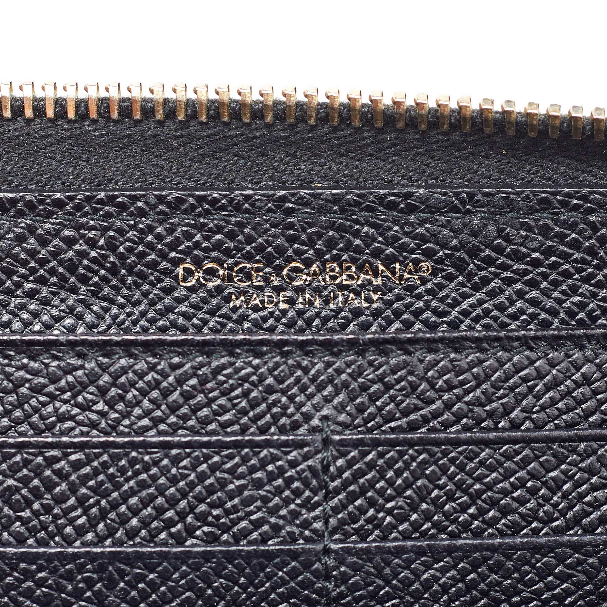 Dolce & Gabbana Black Leather Zip Around Wallet