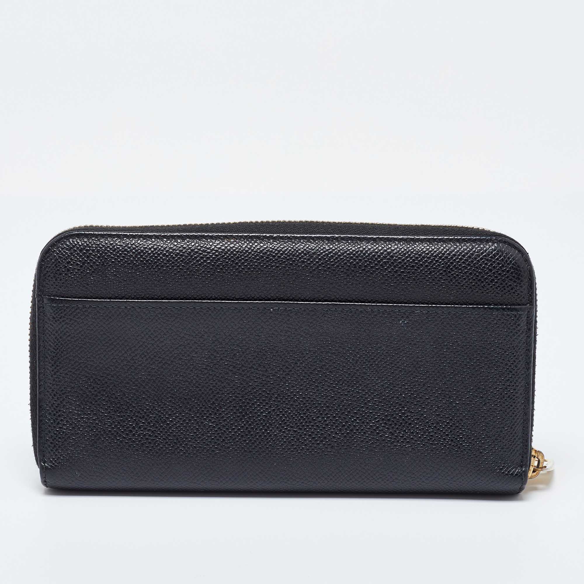 Dolce & Gabbana Black Leather Zip Around Wallet