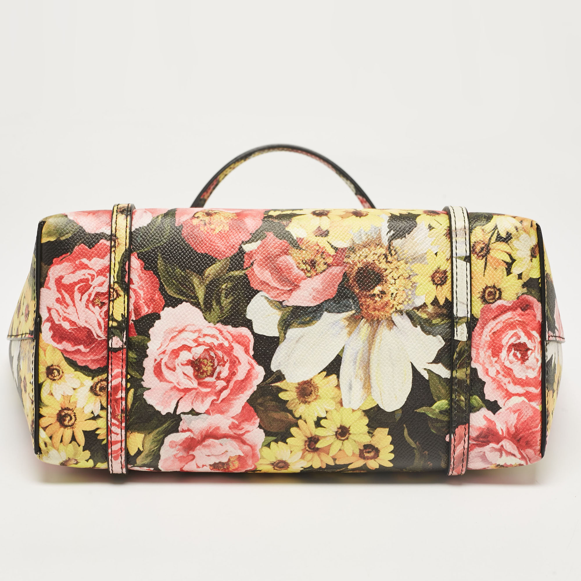 Dolce & Gabbana Multicolor Floral Print Leather Miss Escape Tote