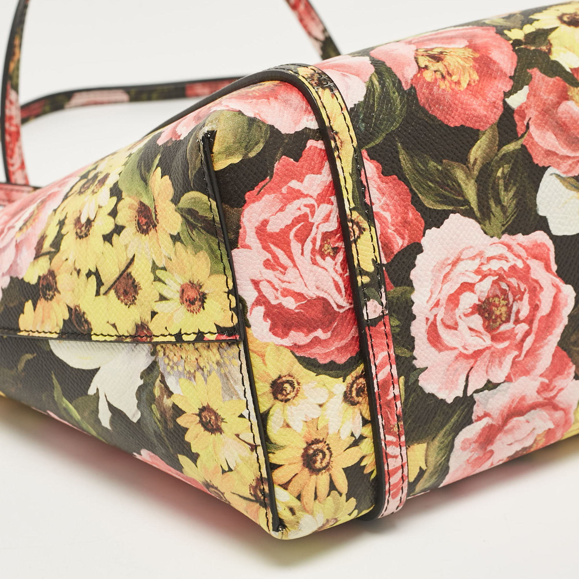 Dolce & Gabbana Multicolor Floral Print Leather Miss Escape Tote