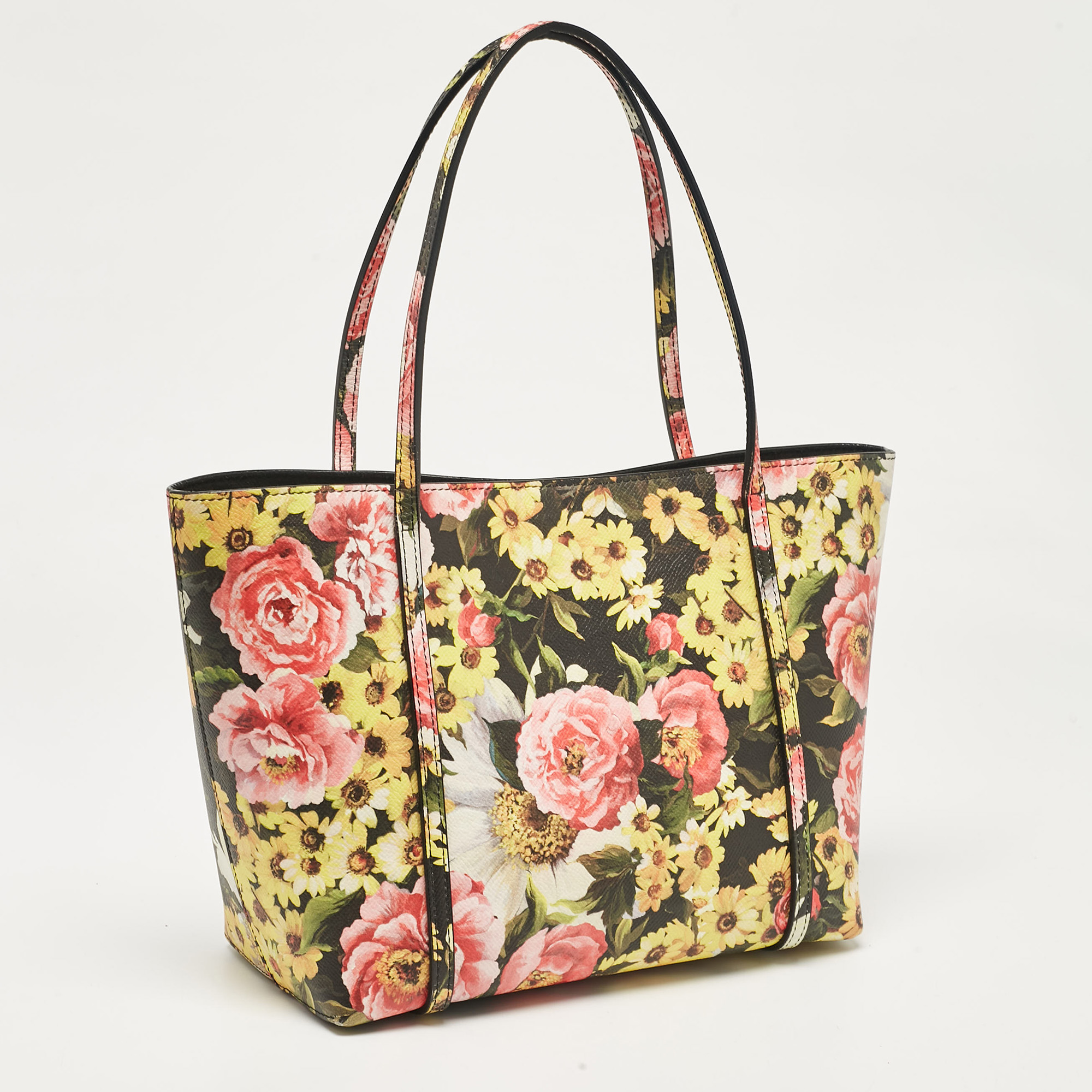 Dolce & Gabbana Multicolor Floral Print Leather Miss Escape Tote