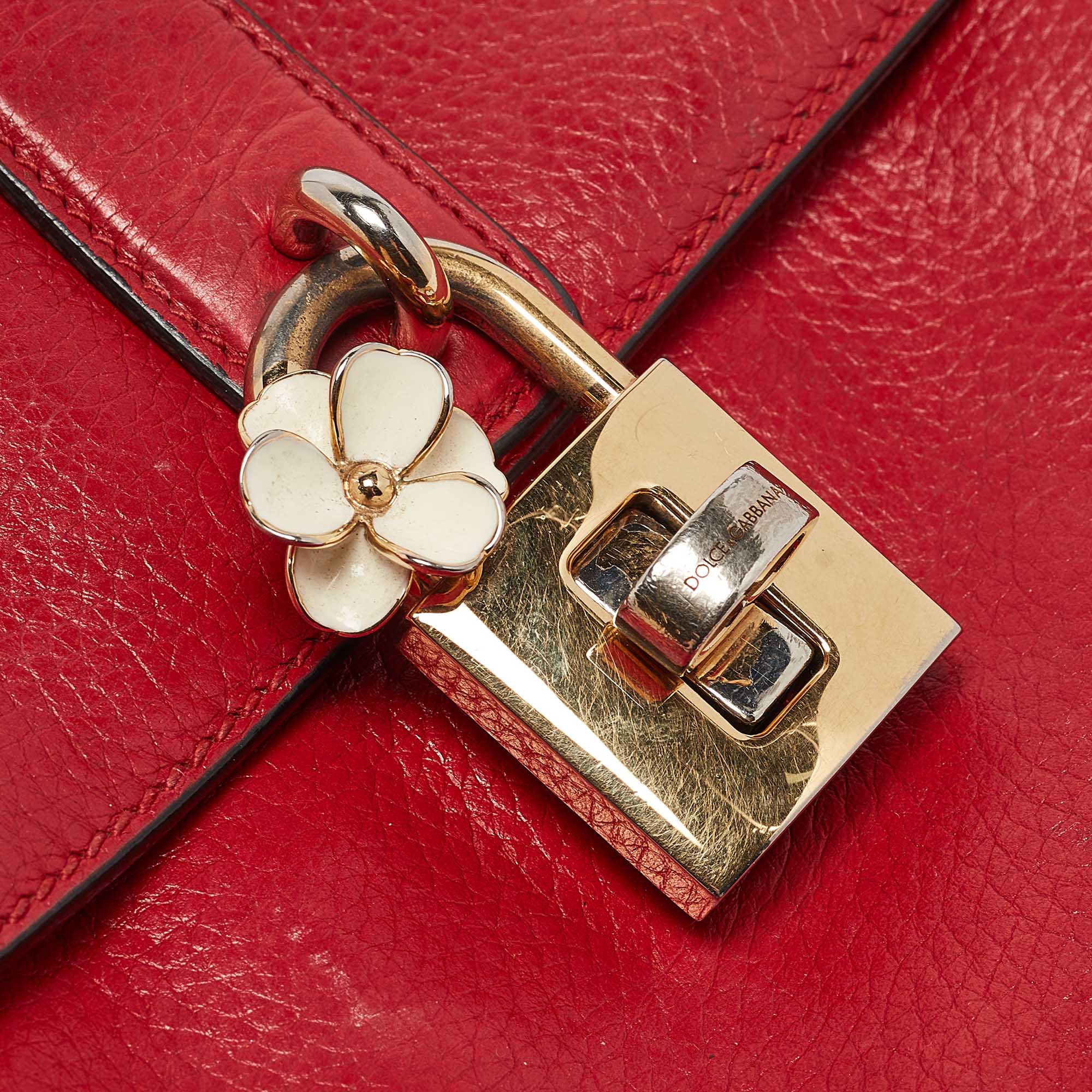 Dolce & Gabbana Red Leather Soft Dolce Top Handle Bag