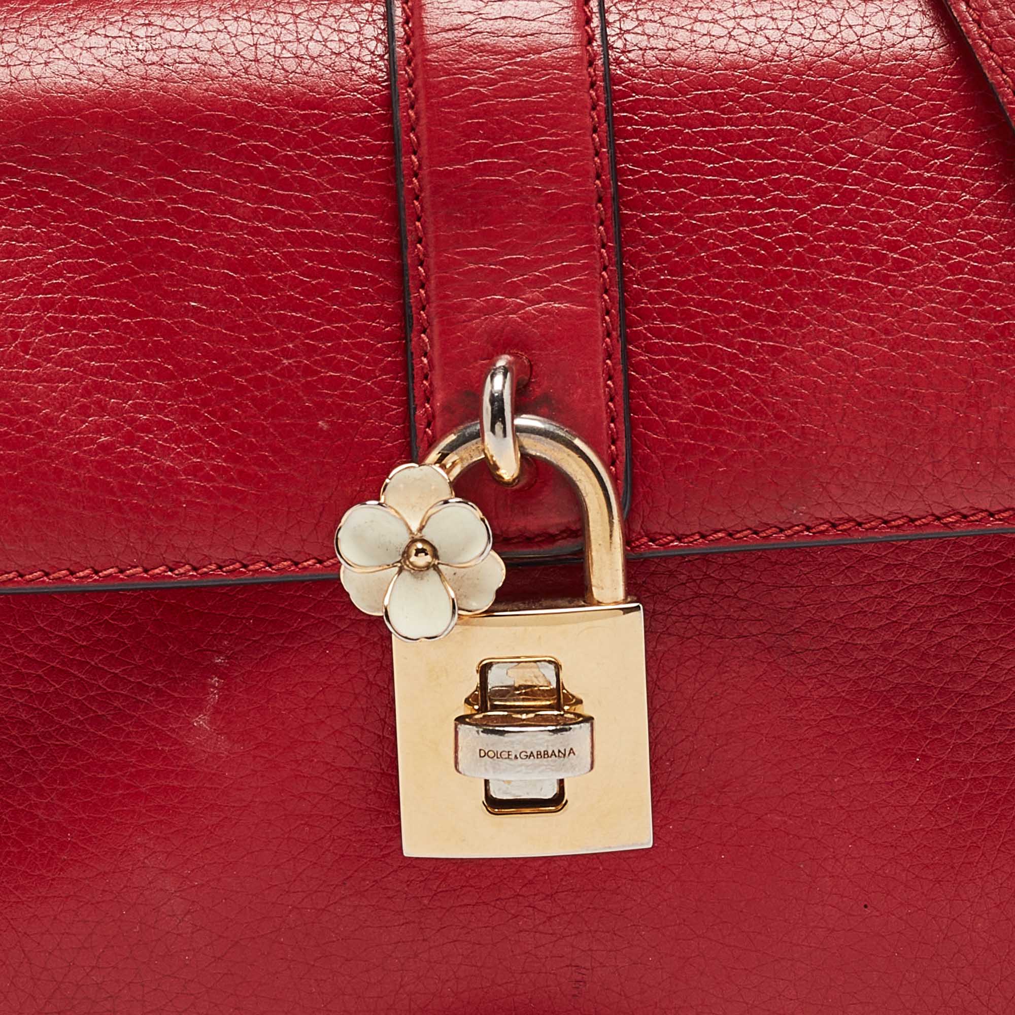 Dolce & Gabbana Red Leather Soft Dolce Top Handle Bag