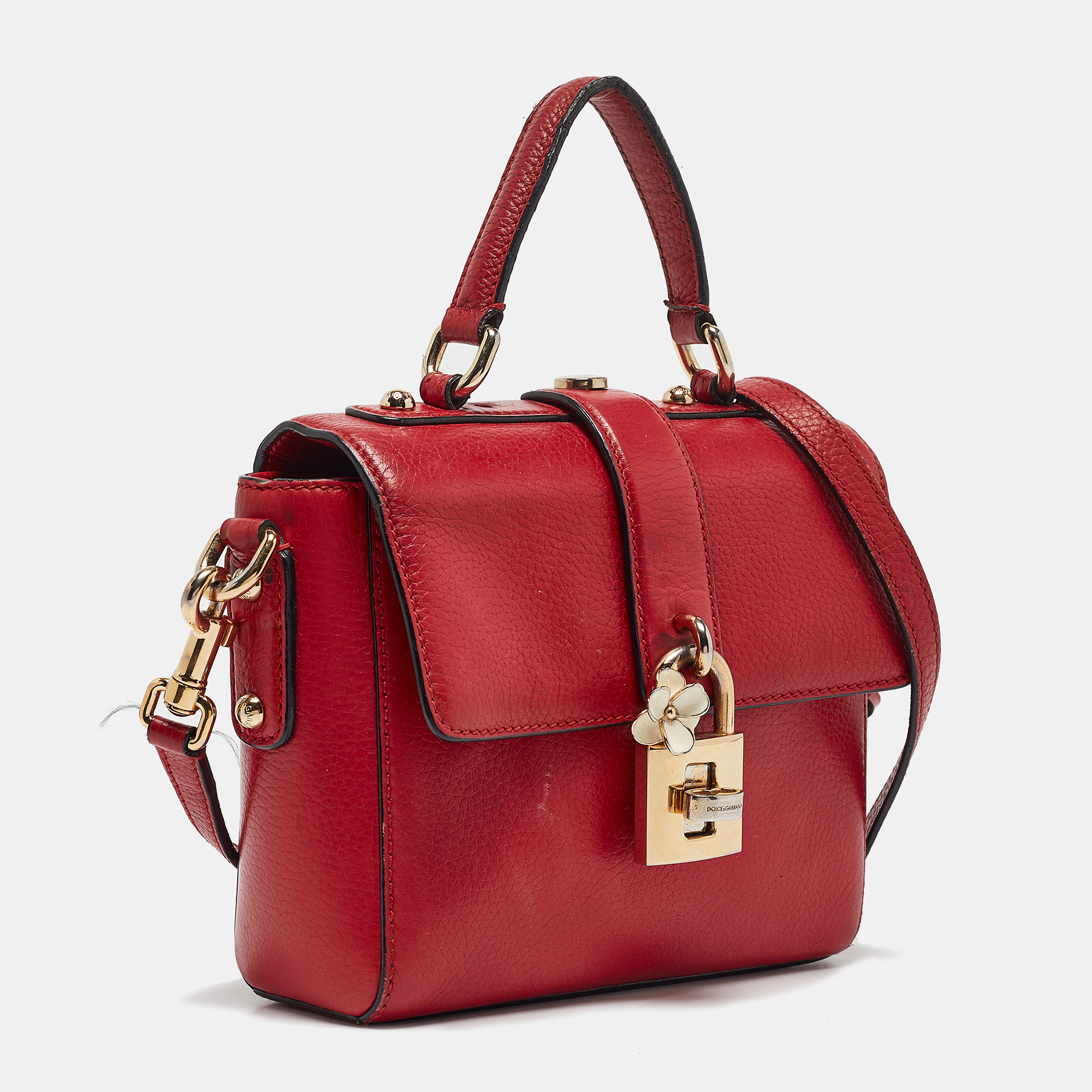 Dolce & Gabbana Red Leather Soft Dolce Top Handle Bag