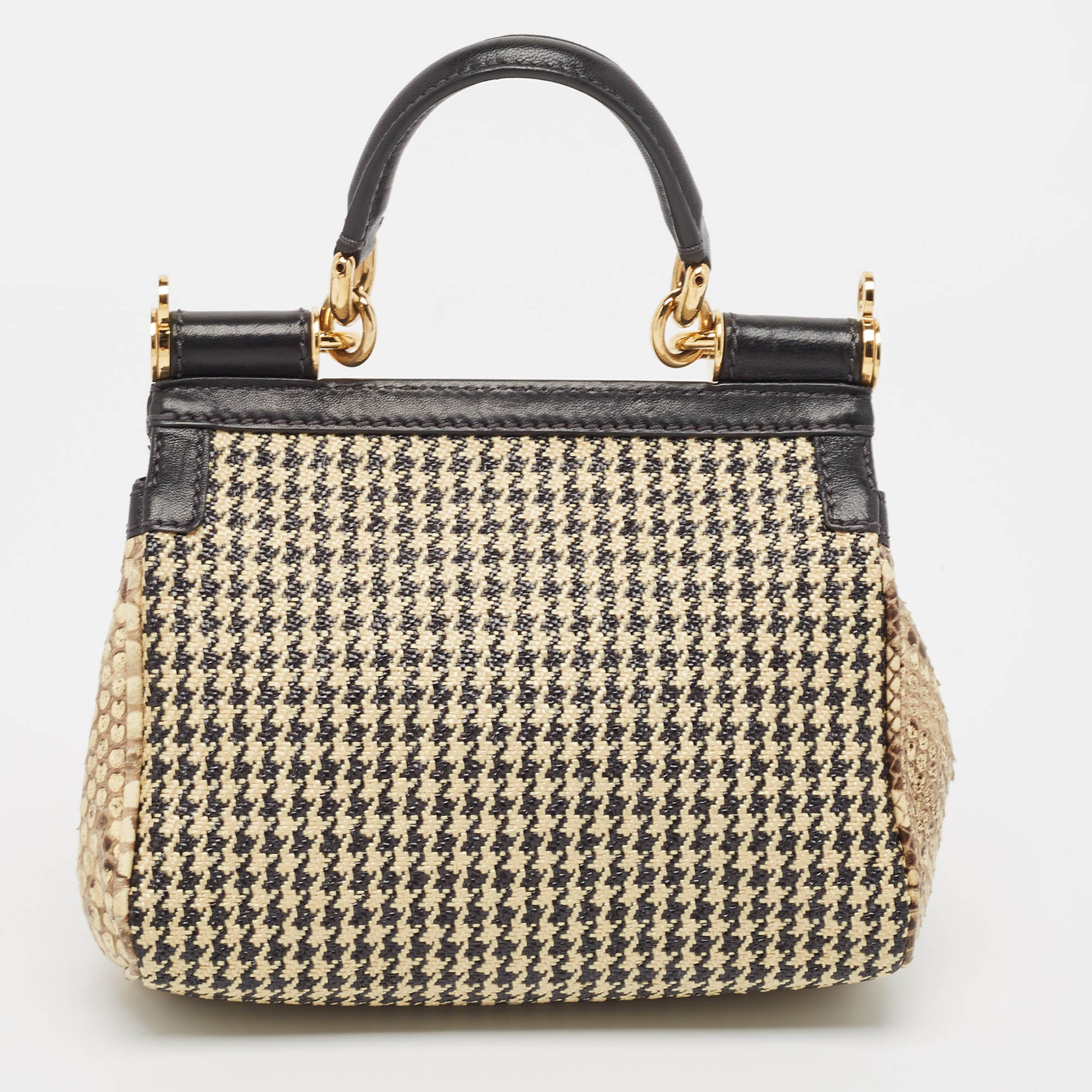 Dolce & Gabbana Multicolor Python, Leather And Straw Small Miss Sicily Top Handle Bag