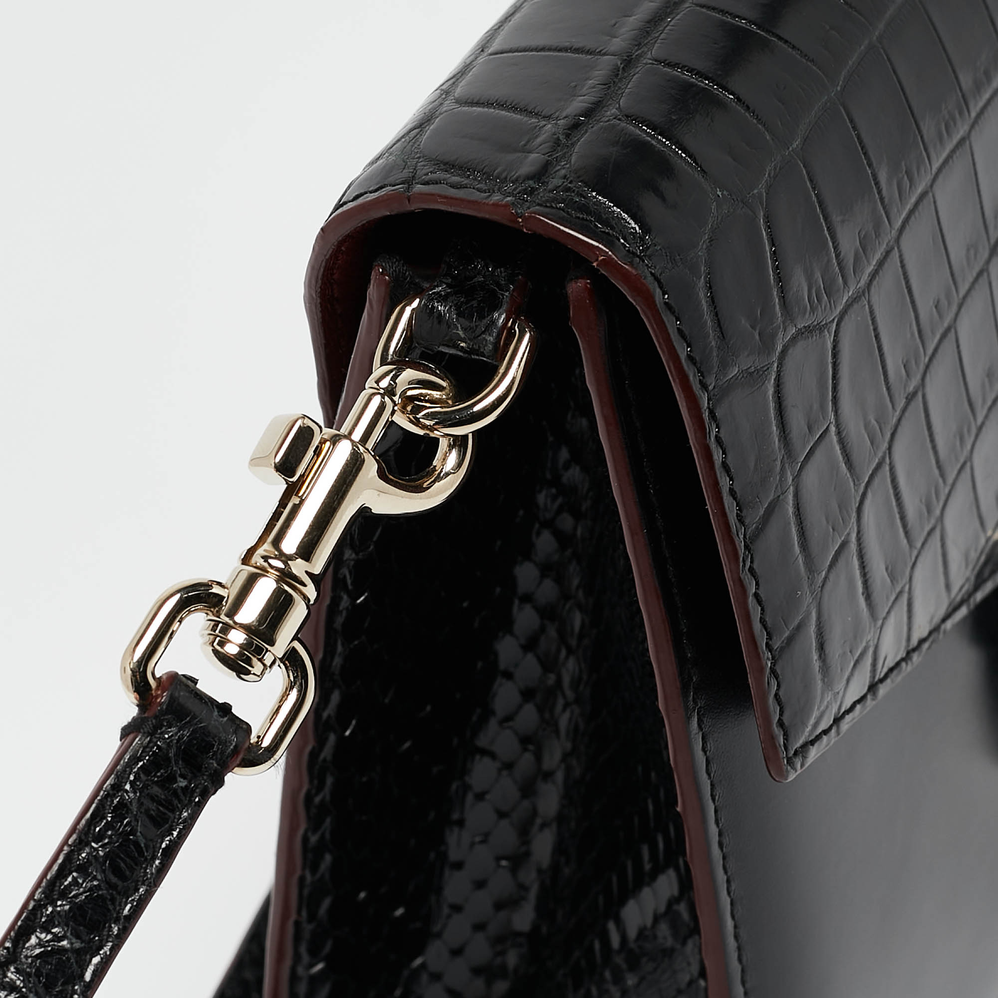 Dolce & Gabbana Black Crocodile Leather And Python Lucia Shoulder Bag