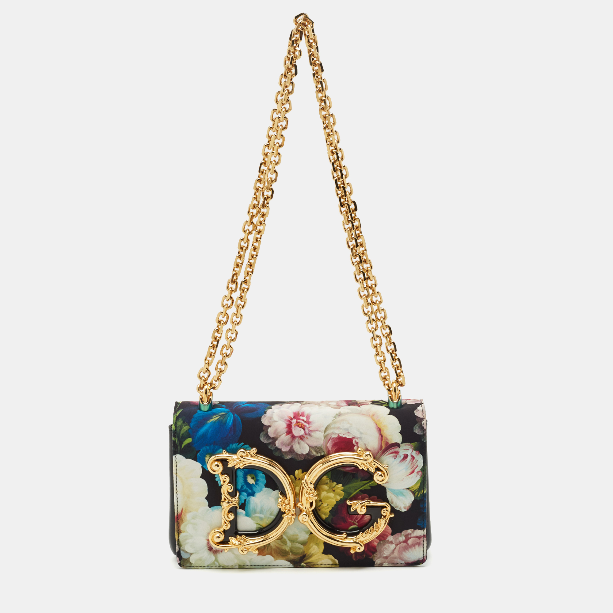 Dolce & Gabbana Multicolor Floral Satin and Leather Small DG Girls Shoulder Bag
Dolce & Gabbana Multicolor Floral Satin and Leather Small DG Girls Shoulder Bag