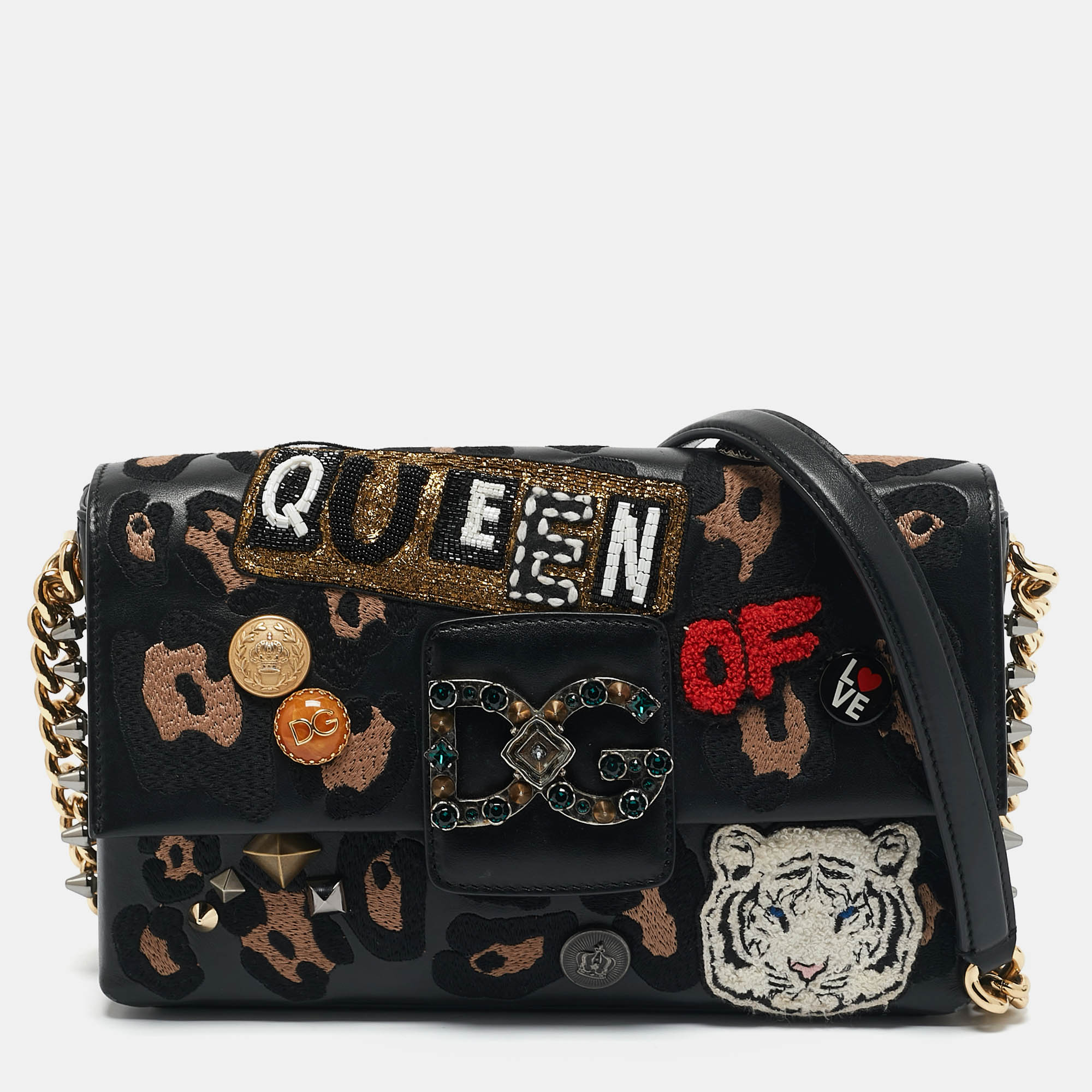 Dolce & Gabbana Black Leather DG Millennials Embellished Shoulder Bag
Dolce & Gabbana Black Leather DG Millennials Embellished Shoulder Bag