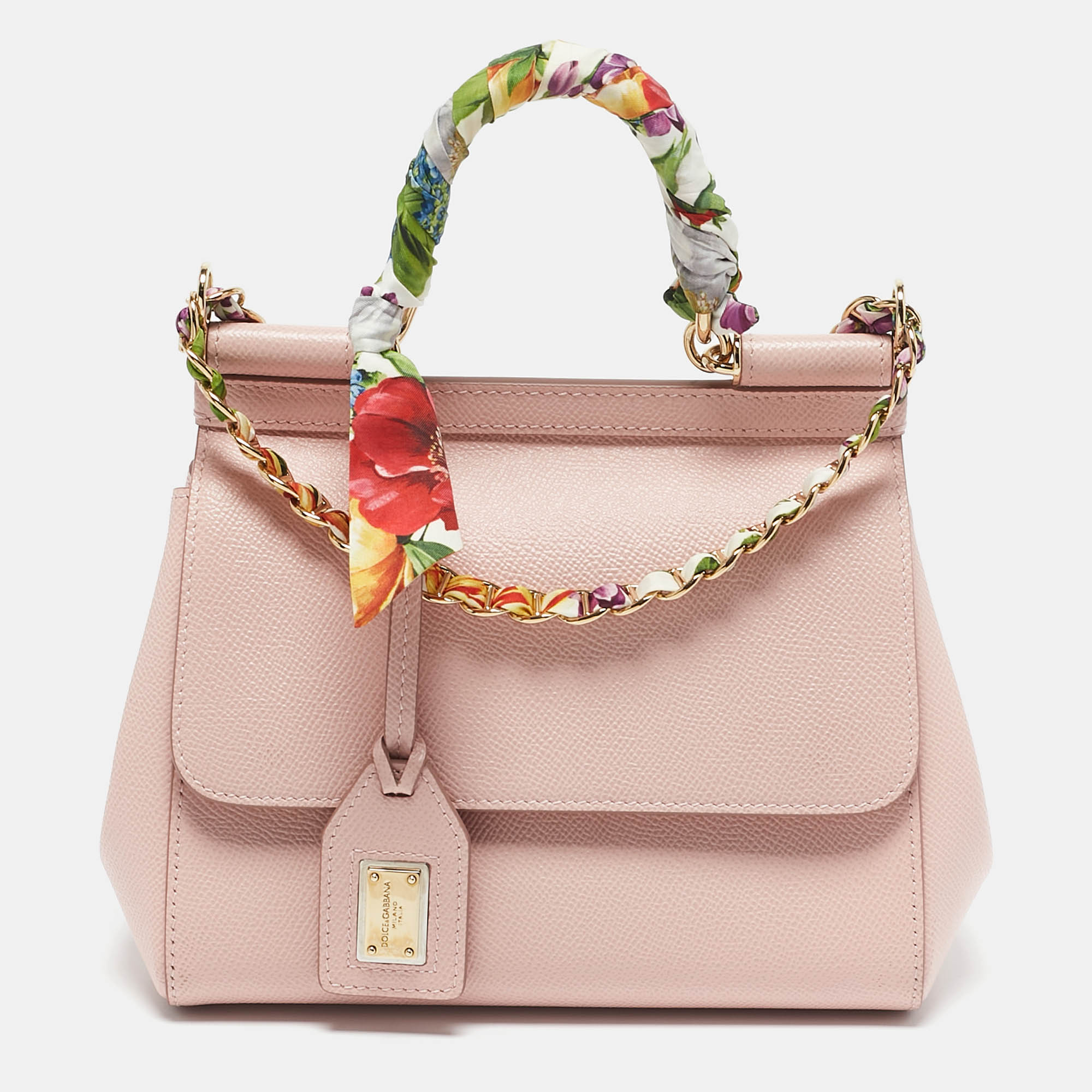 Dolce & Gabbana Pink Leather Scarf Miss Sicily Top Handle Bag
Dolce & Gabbana Pink Leather Scarf Miss Sicily Top Handle Bag