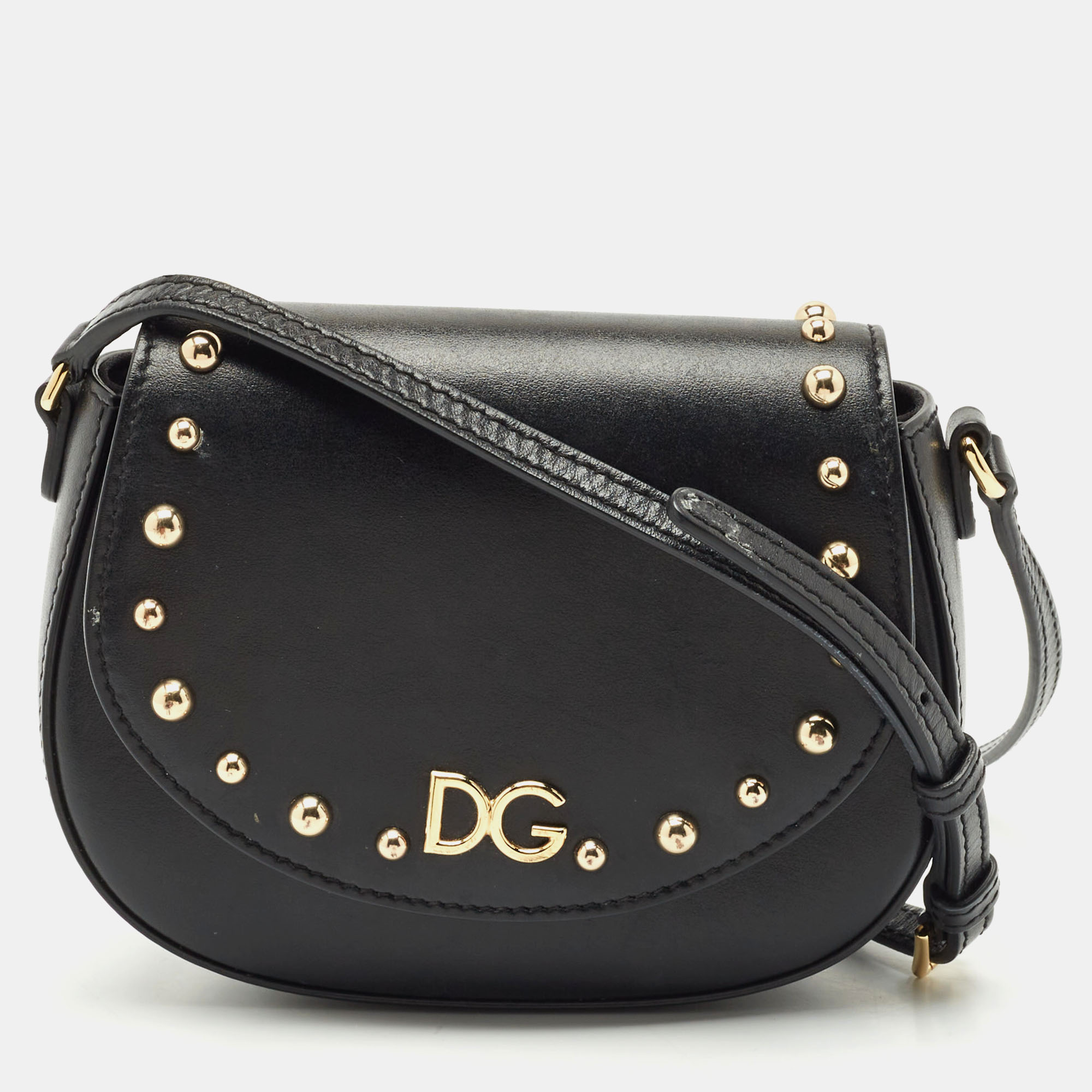 Dolce & Gabbana Bambino Black Leather Logo Studded Flap Crossbody Bag
Dolce & Gabbana Bambino Black Leather Logo Studded Flap Crossbody Bag