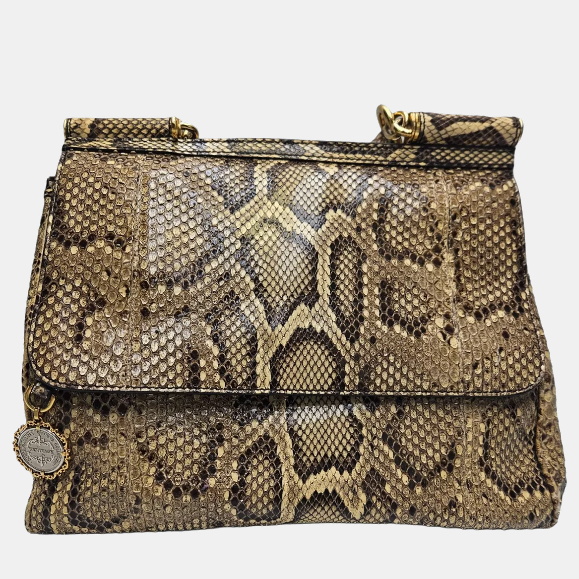 Dolce & Gabbana Miss Sicily Medium Yellow Python Leather Satchel Bag - Dolce & Gabbana - Modalova
